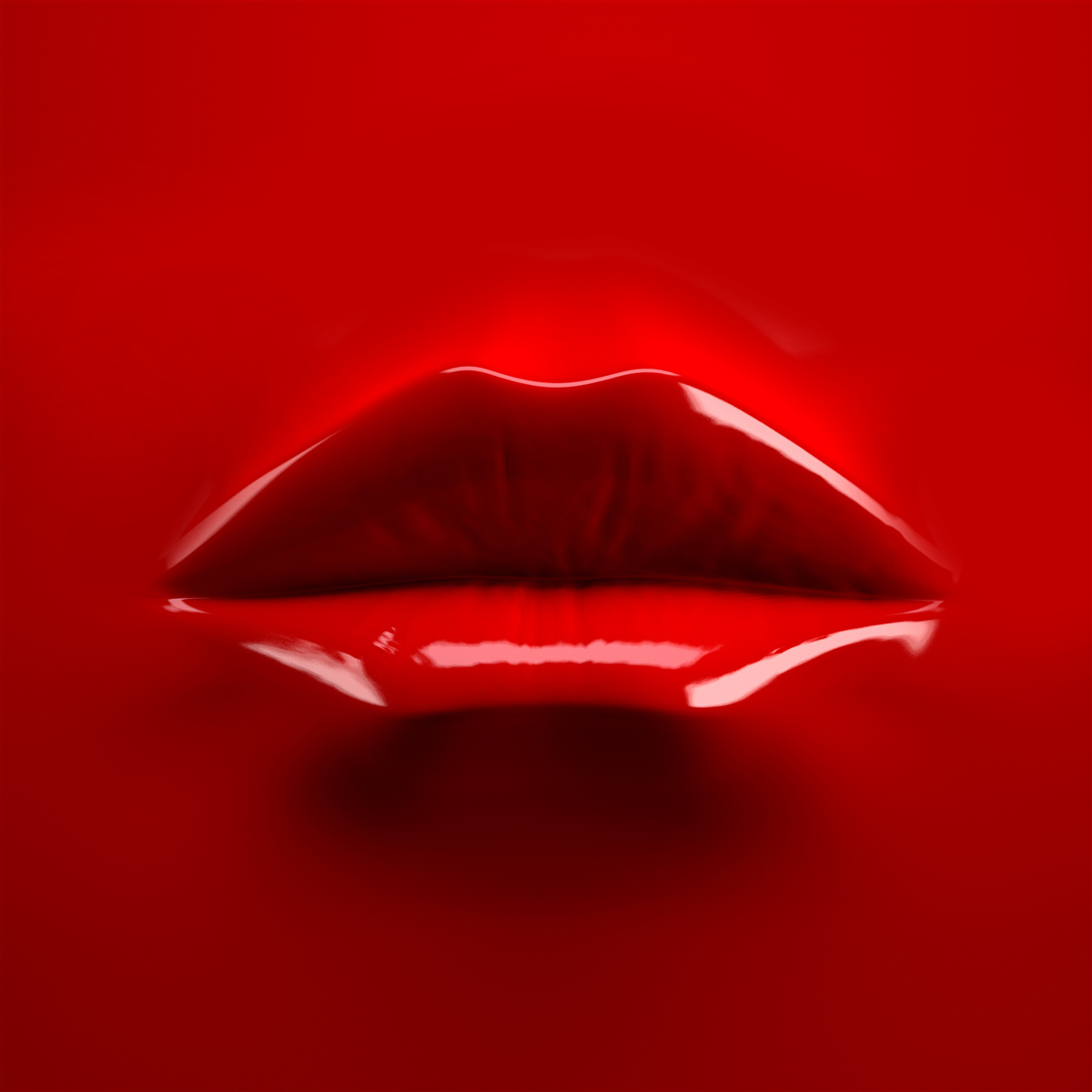 Papier peint les lèvres rouges et pulpeuses se détachent sur un fond rouge