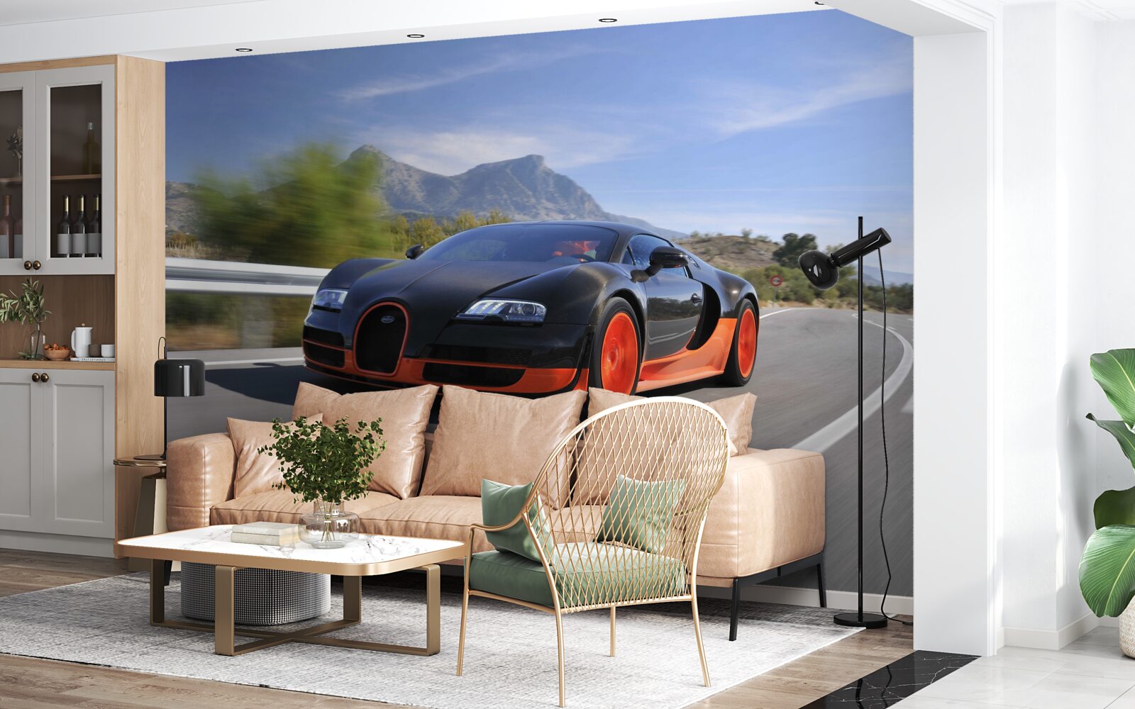 Papier peint voiture de course sur la route