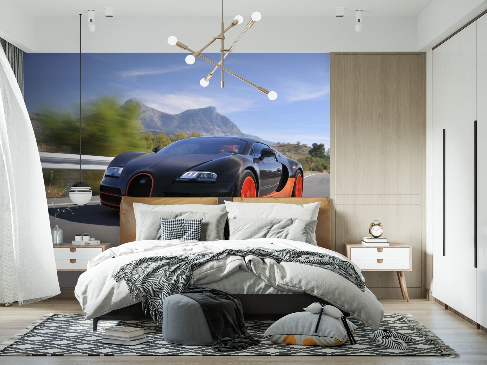 Papier peint voiture de course sur la route