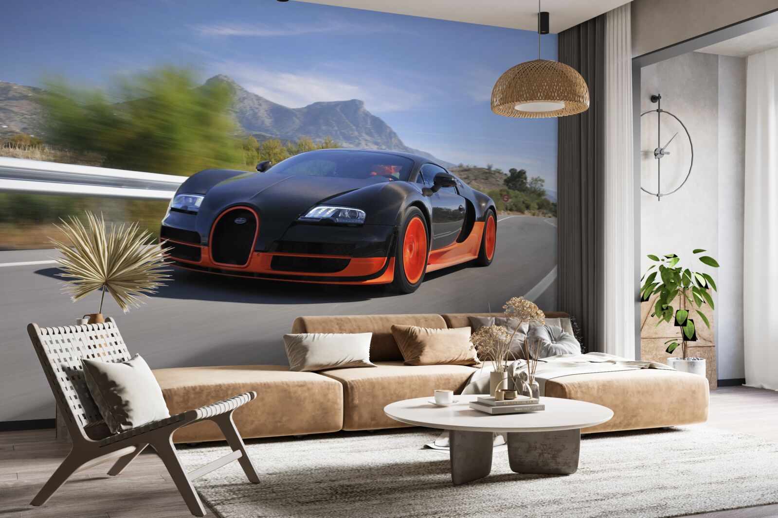 Papier peint voiture de course sur la route