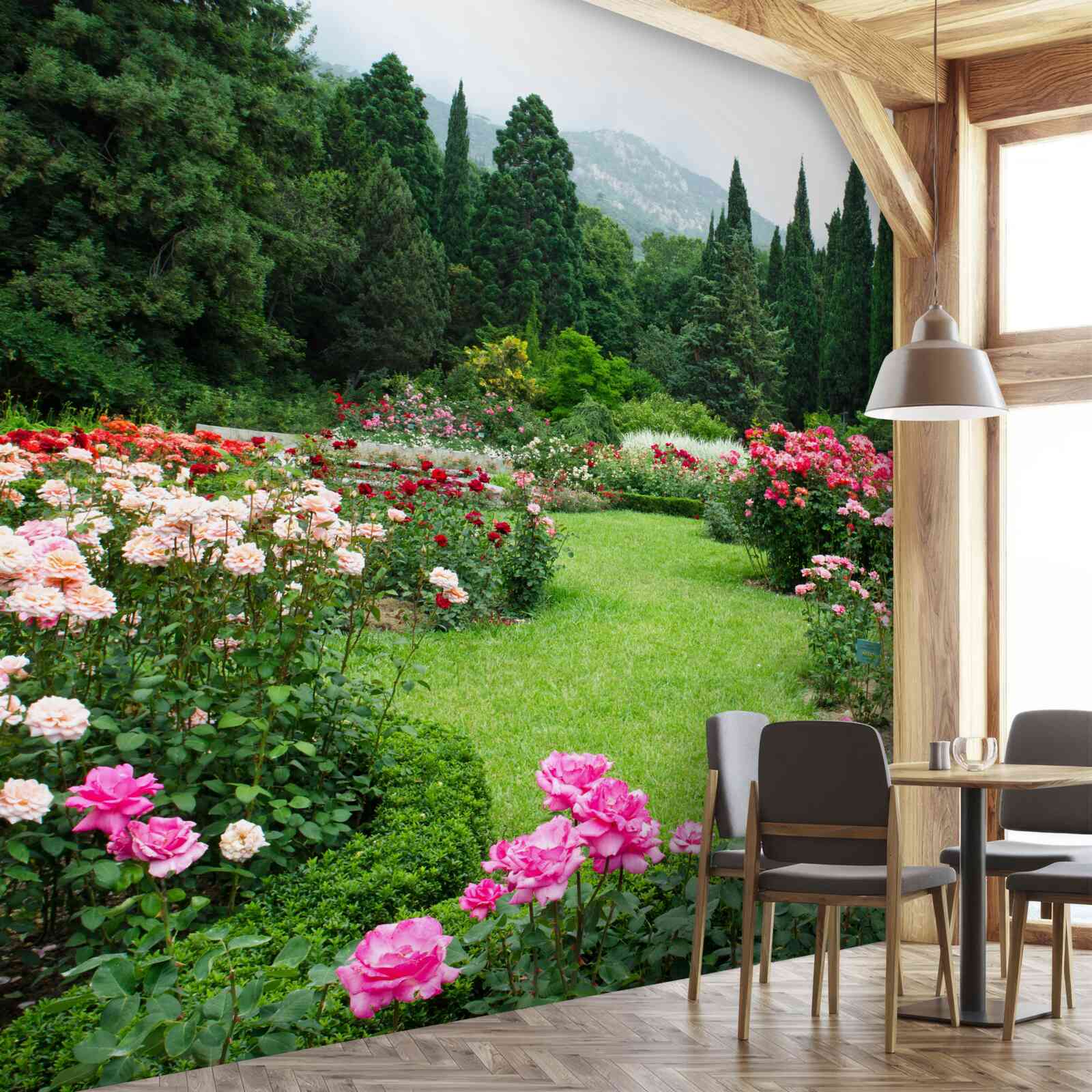 Papier peint fleurs dans le jardin près de la maison