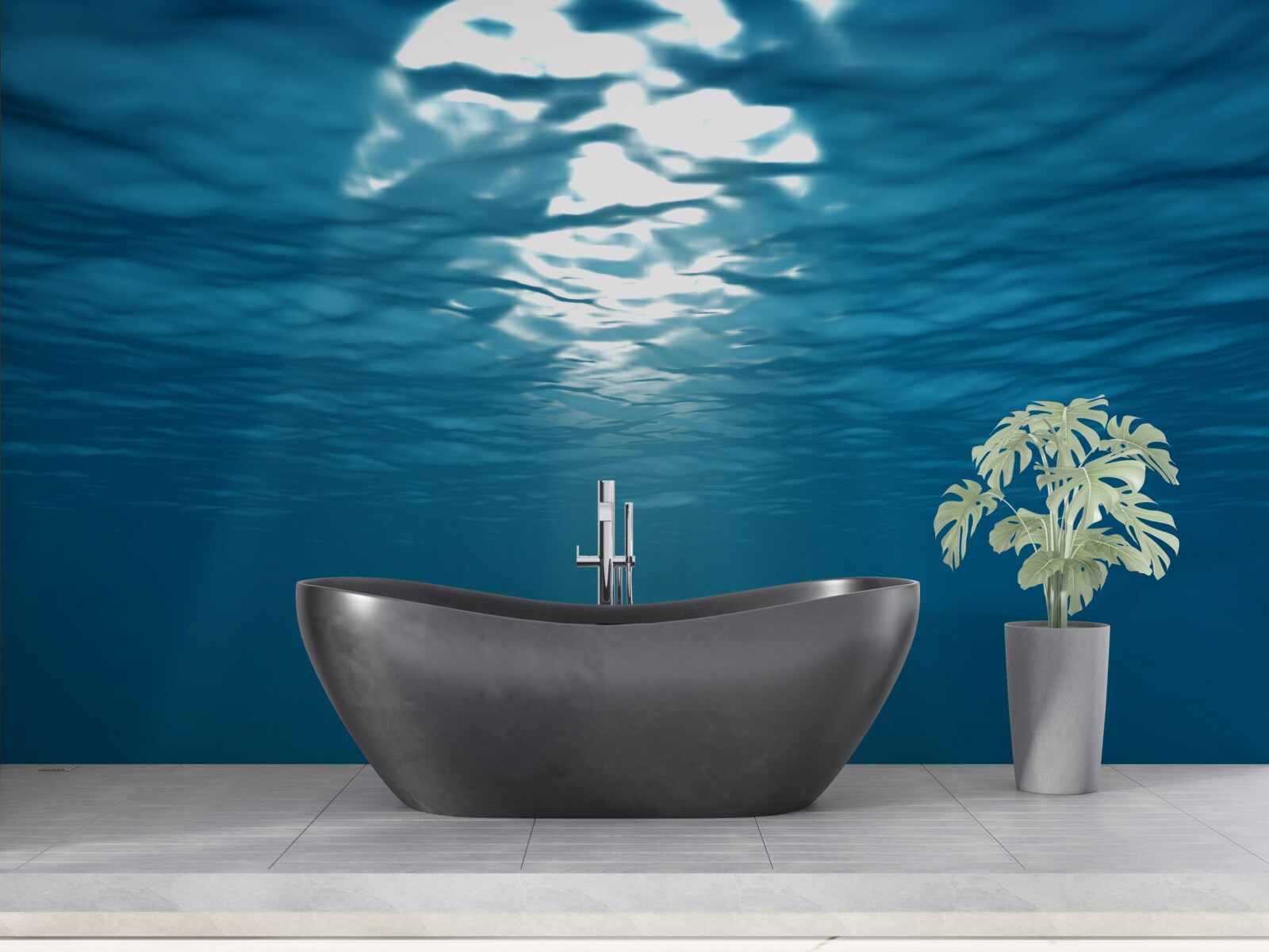 Papier peint les rayons du soleil pénètrent dans les profondeurs de l'eau