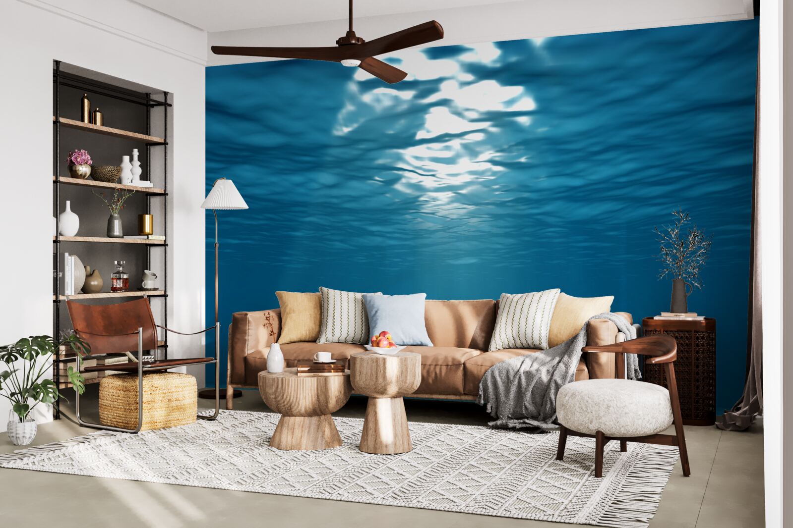 Papier peint les rayons du soleil pénètrent dans les profondeurs de l'eau