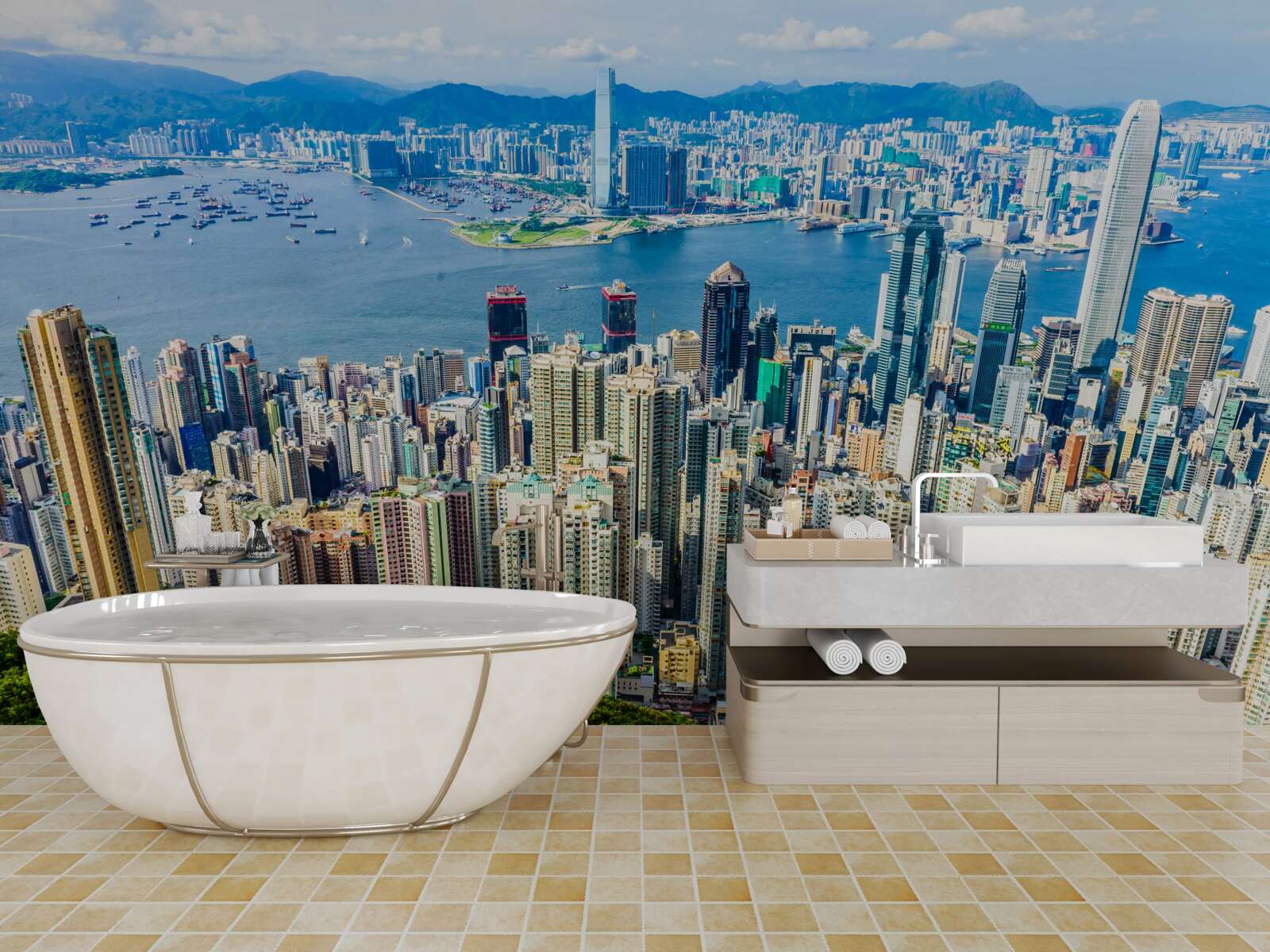 Papier peint Les gratte-ciel de Shanghai un jour d'été