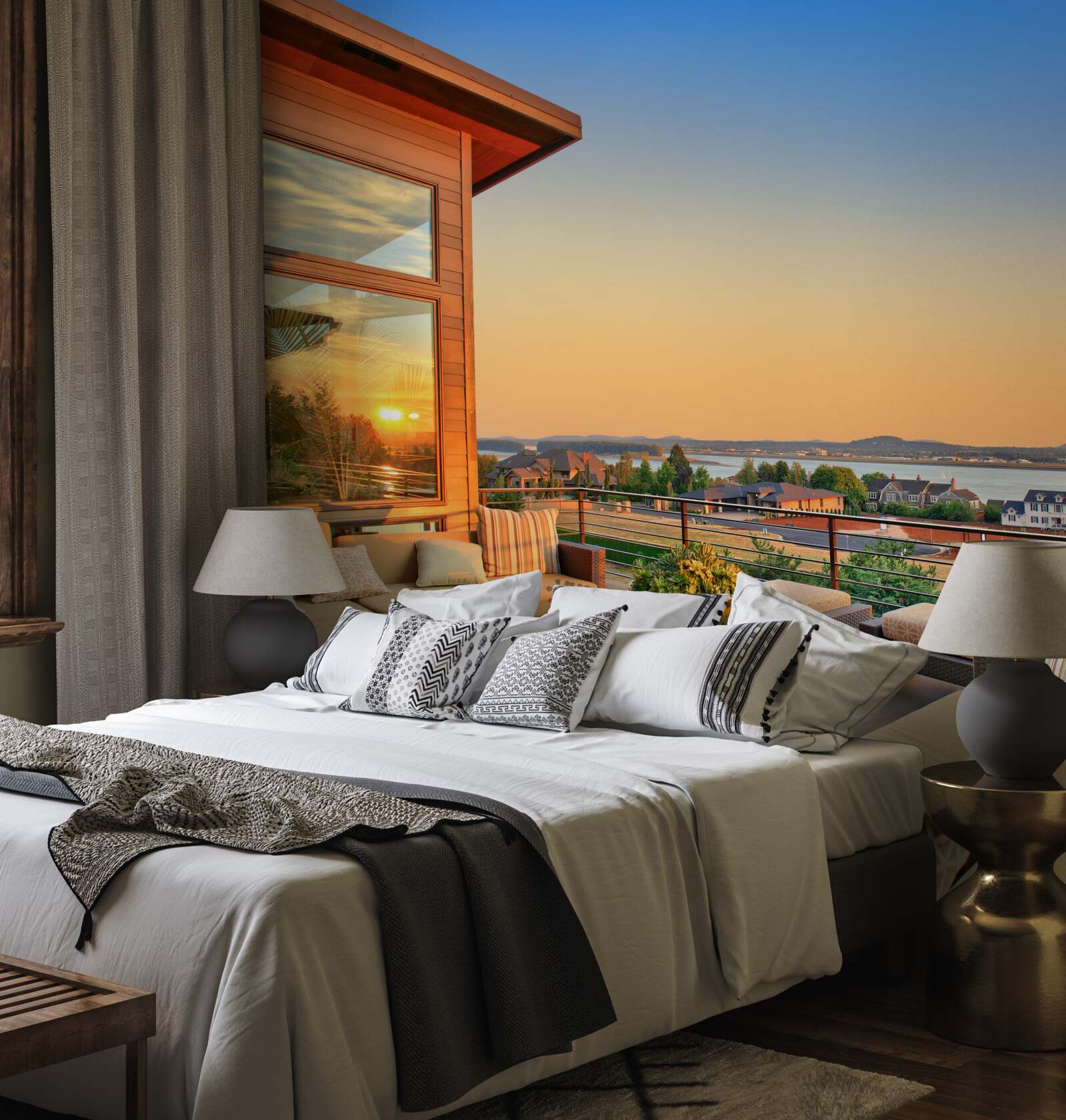 Papier peint véranda confortable sur le toit du bâtiment