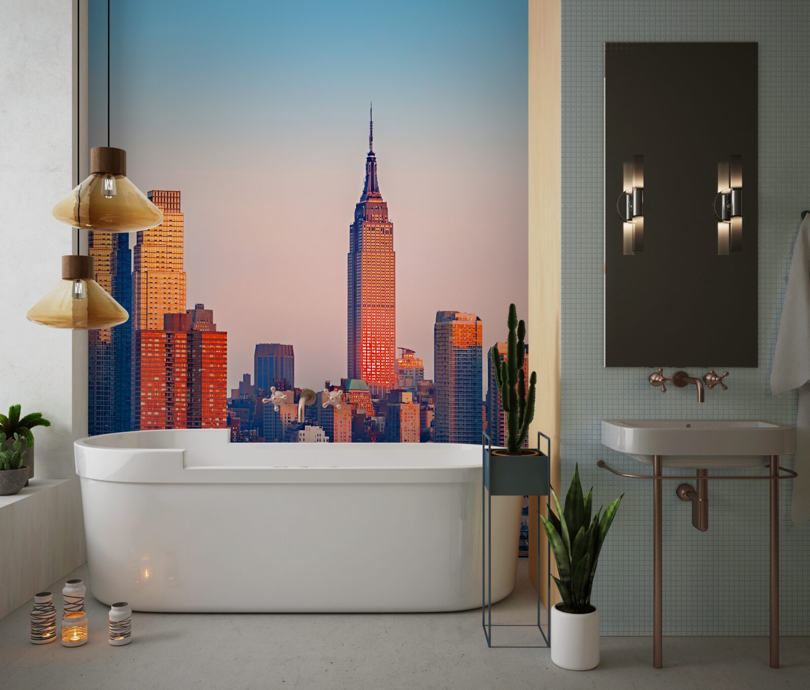 Papier peint le soleil se couche sur new york