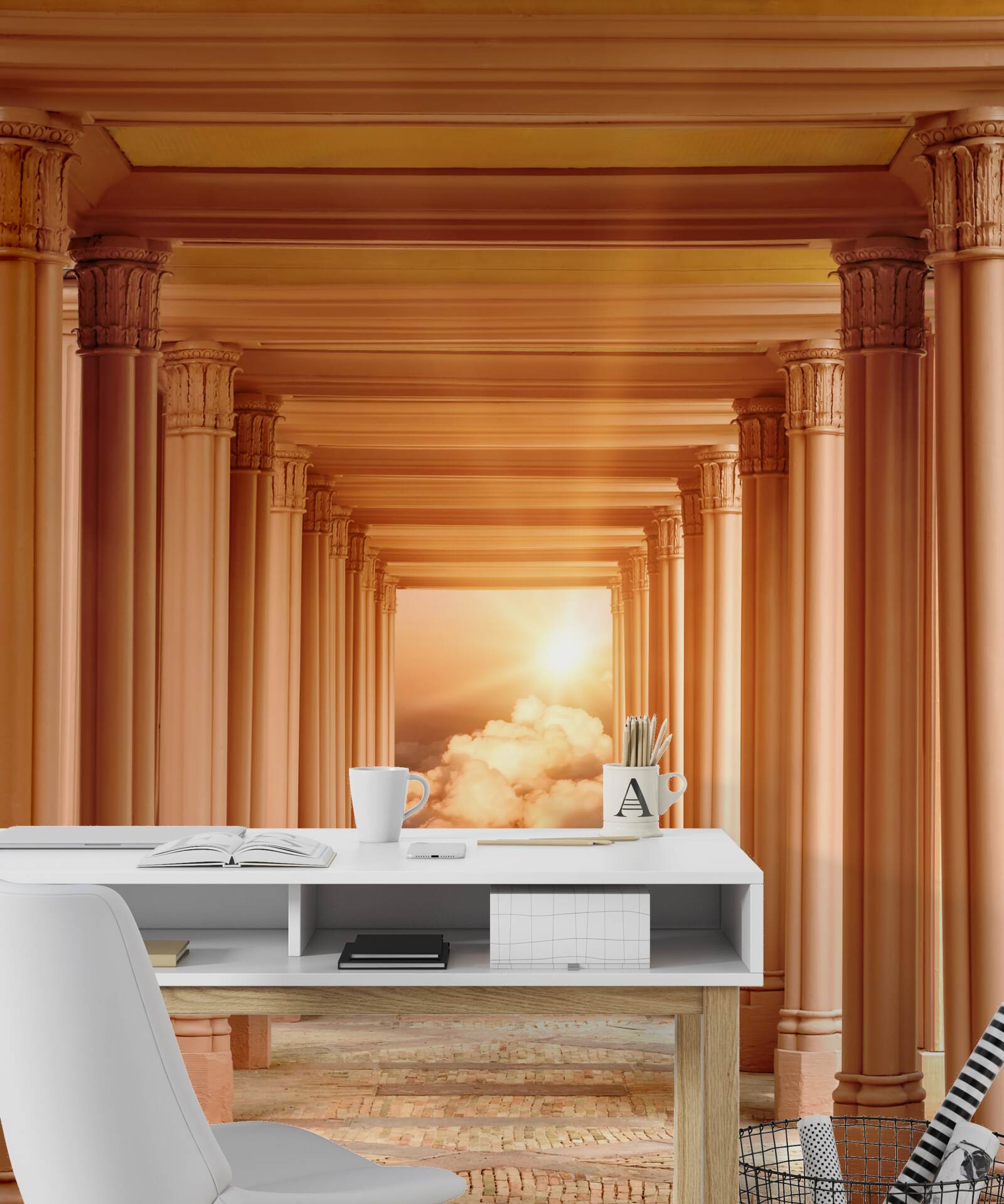 Papier peint coucher de soleil lumineux dans le tunnel qui se retire