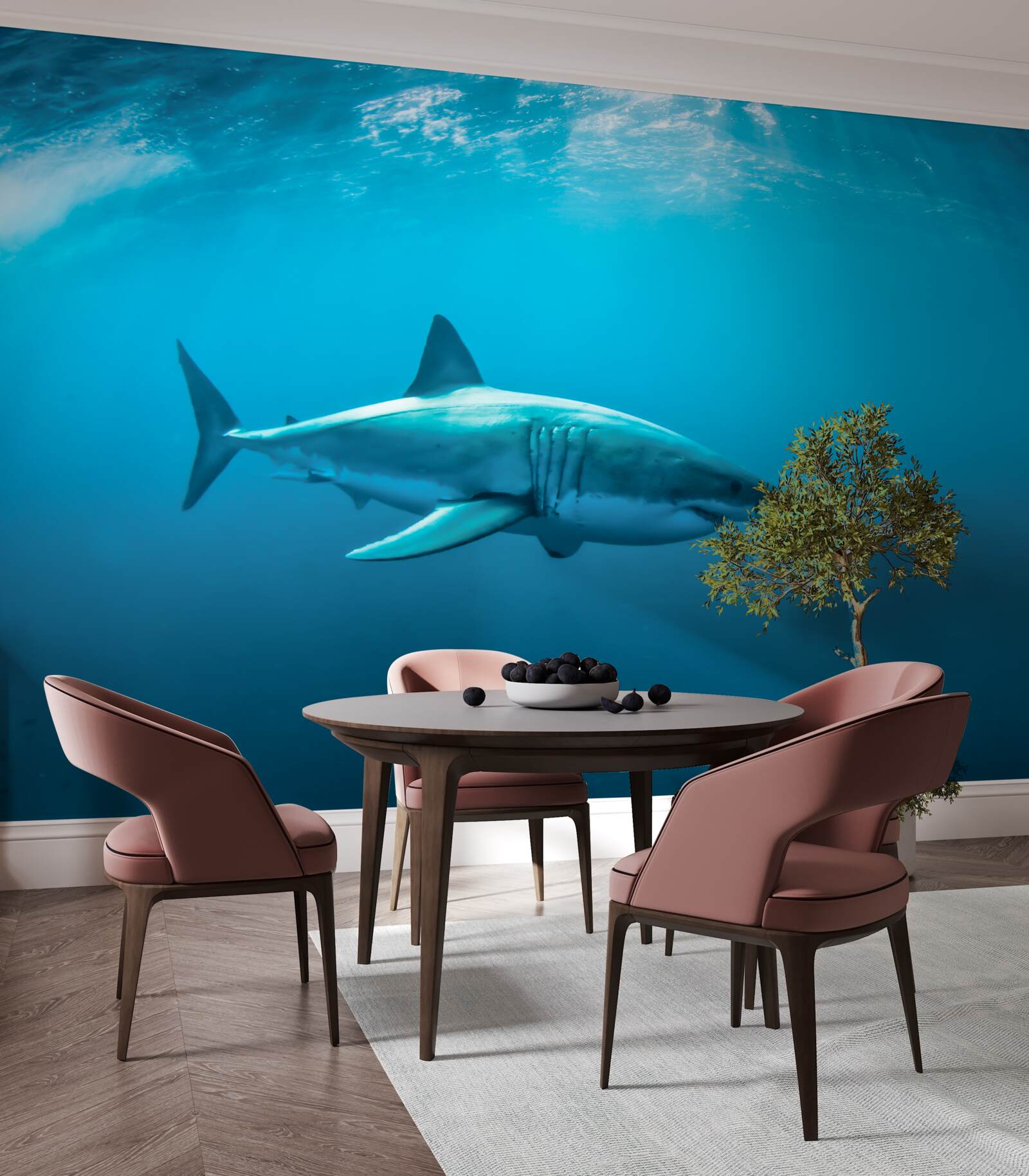 Papier peint requin affamé dans les profondeurs de la mer