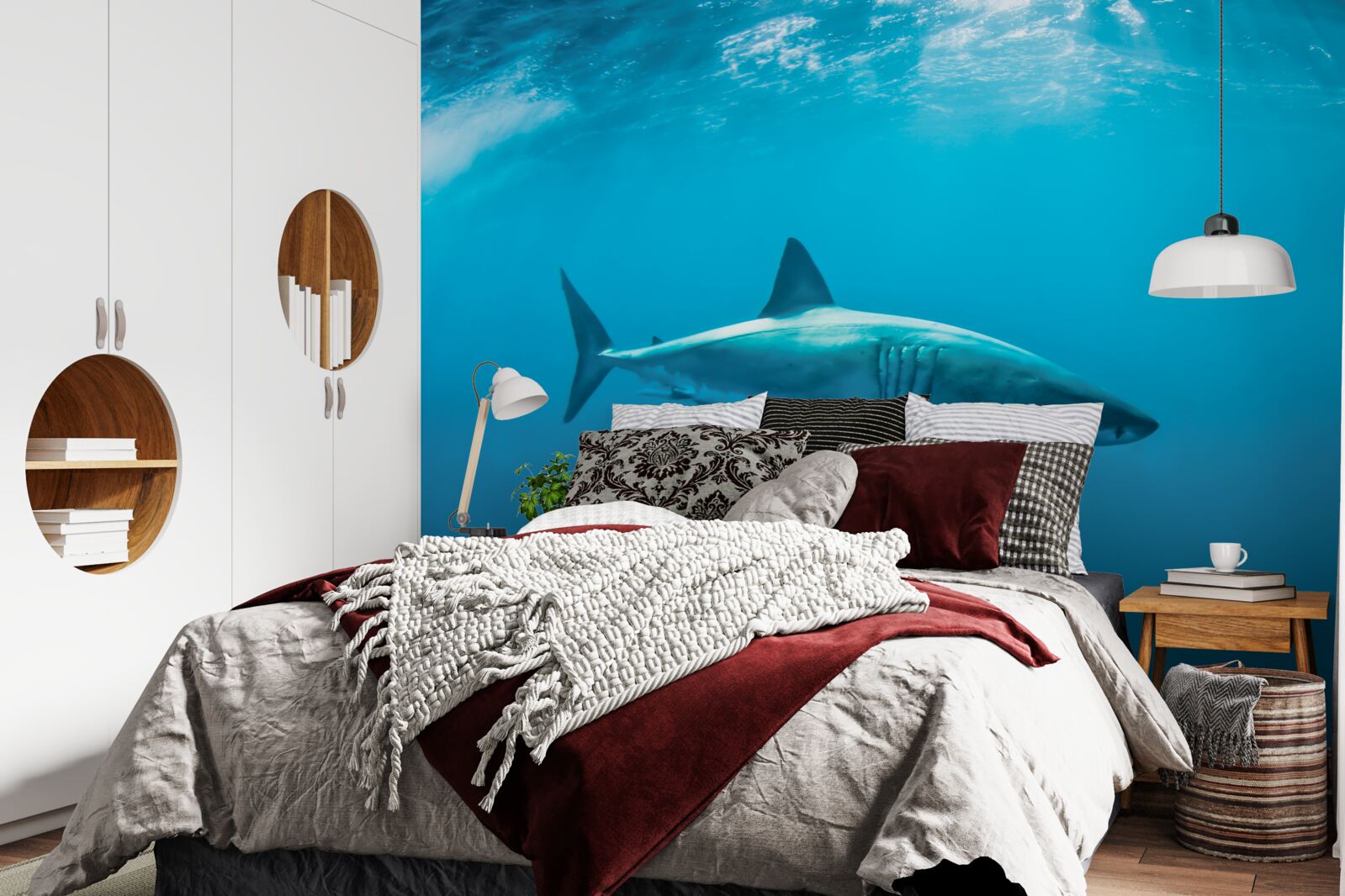 Papier peint requin affamé dans les profondeurs de la mer