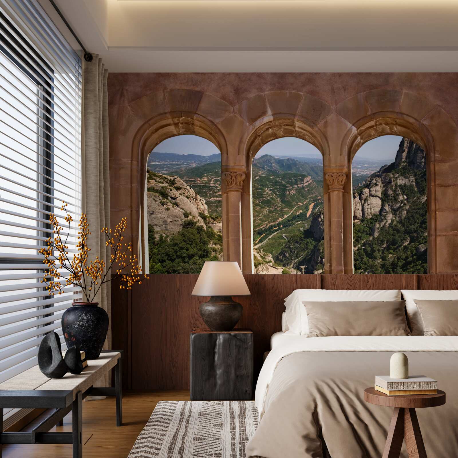 Papier peint viaduc surplombant le paysage montagneux