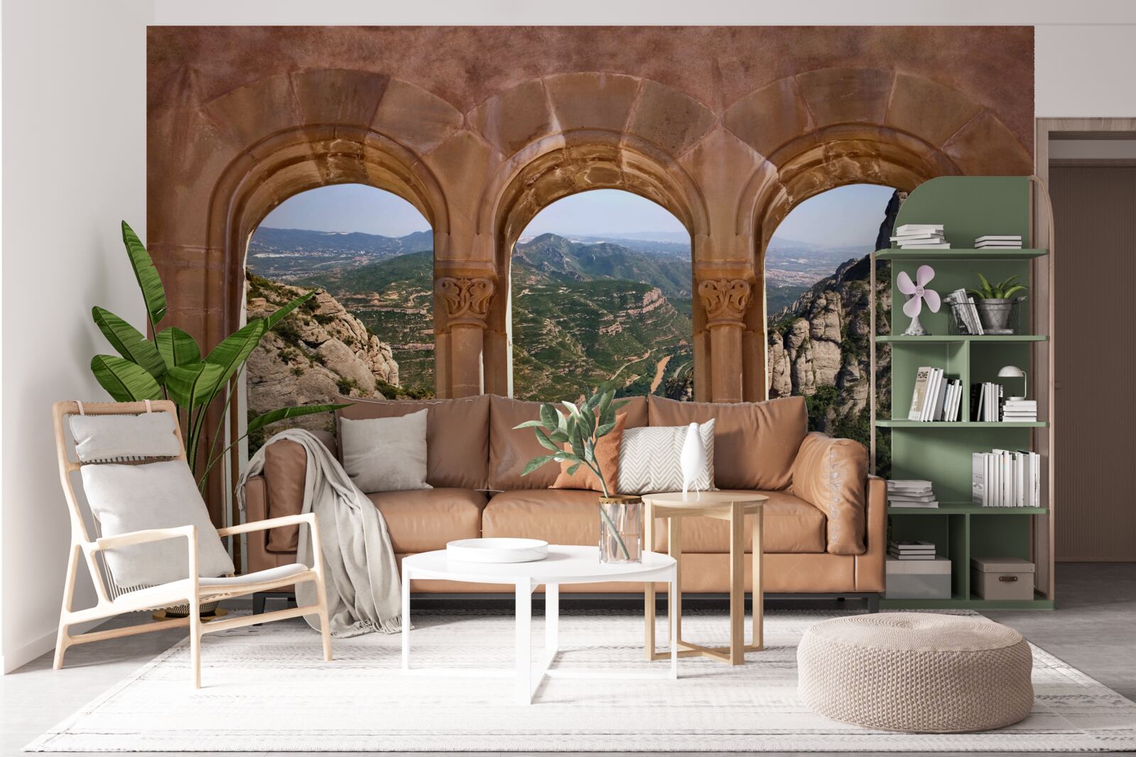 Papier peint viaduc surplombant le paysage montagneux