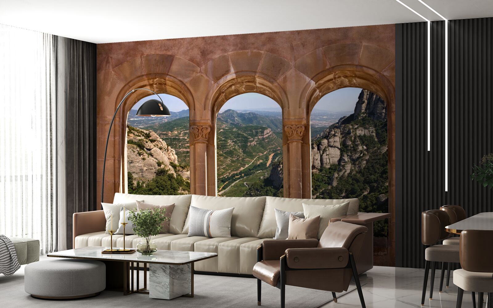 Papier peint viaduc surplombant le paysage montagneux