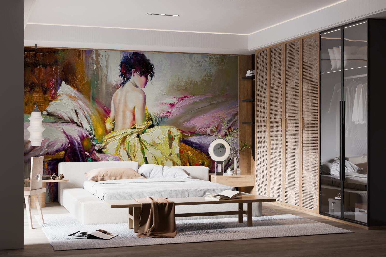 Papier peint image d'une fille nue parmi les couleurs de l'automne