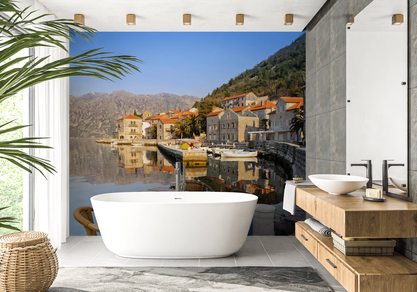 Papier peint un espace confortable pour se détendre au bord de la rivière