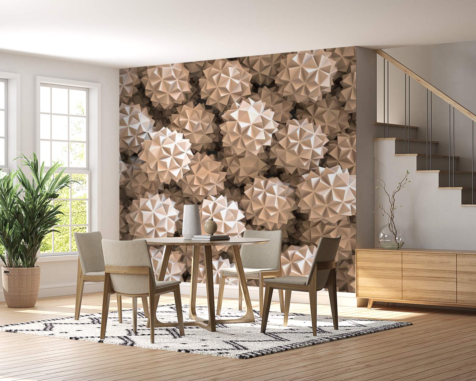 Papier peint composition abstraite de sphères pointues