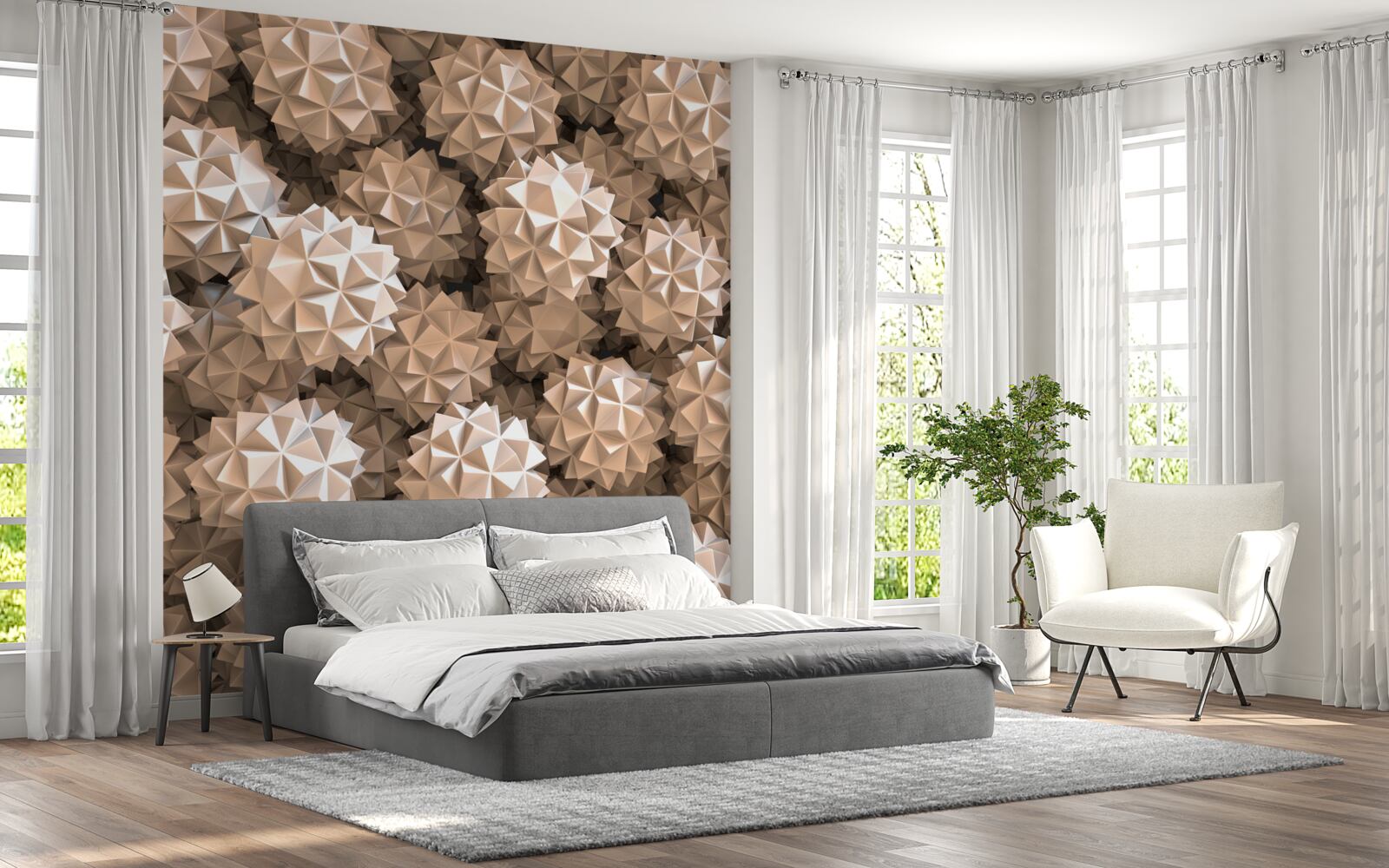 Papier peint composition abstraite de sphères pointues