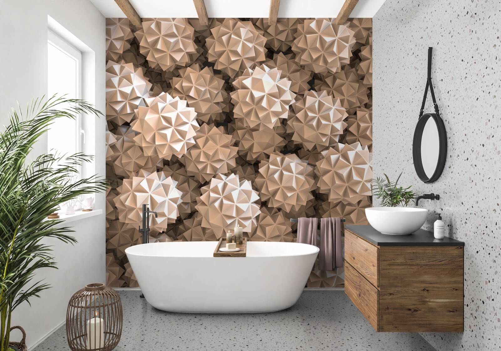 Papier peint composition abstraite de sphères pointues