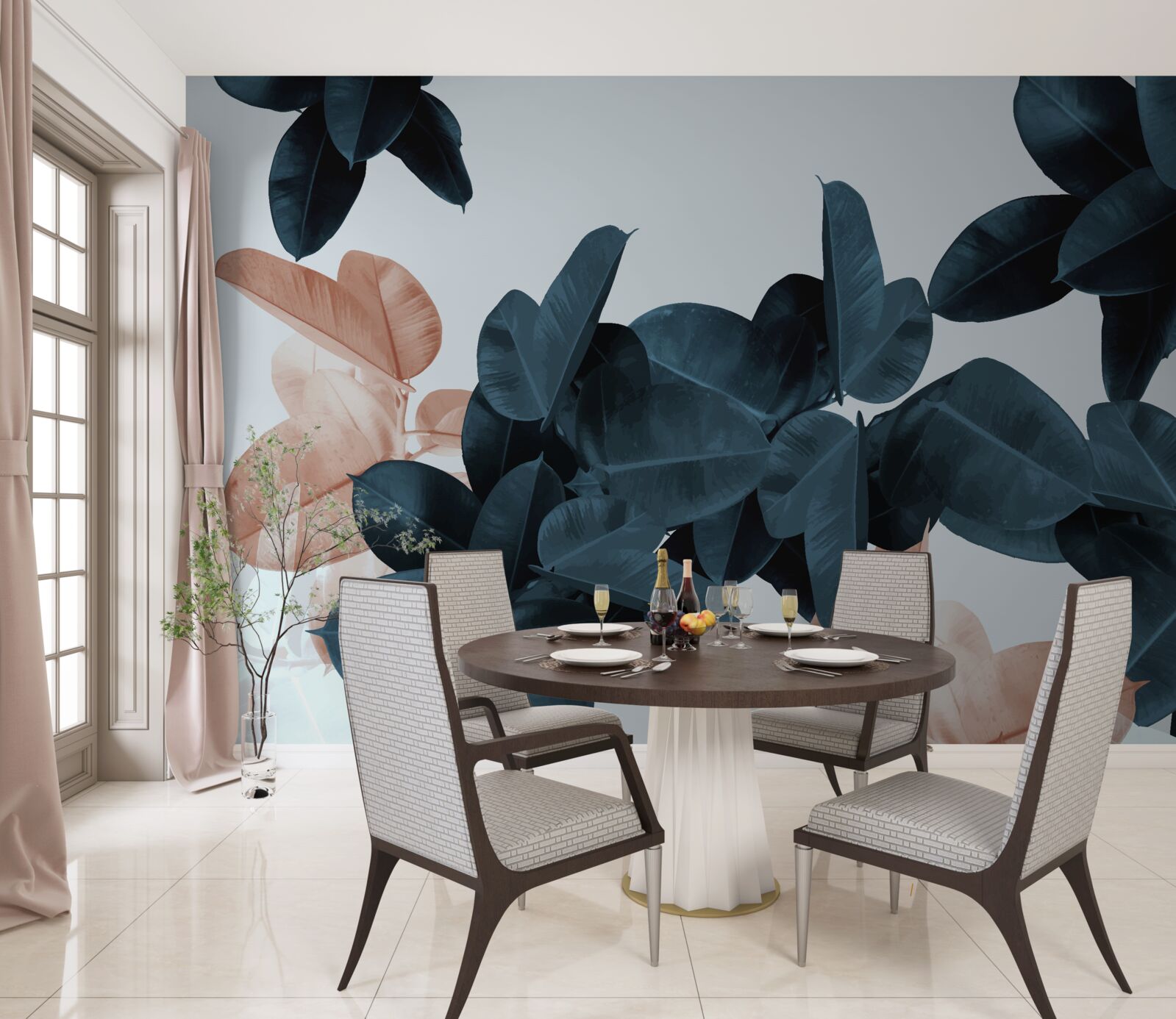 Papier peint Feuilles tropicales de différentes teintes