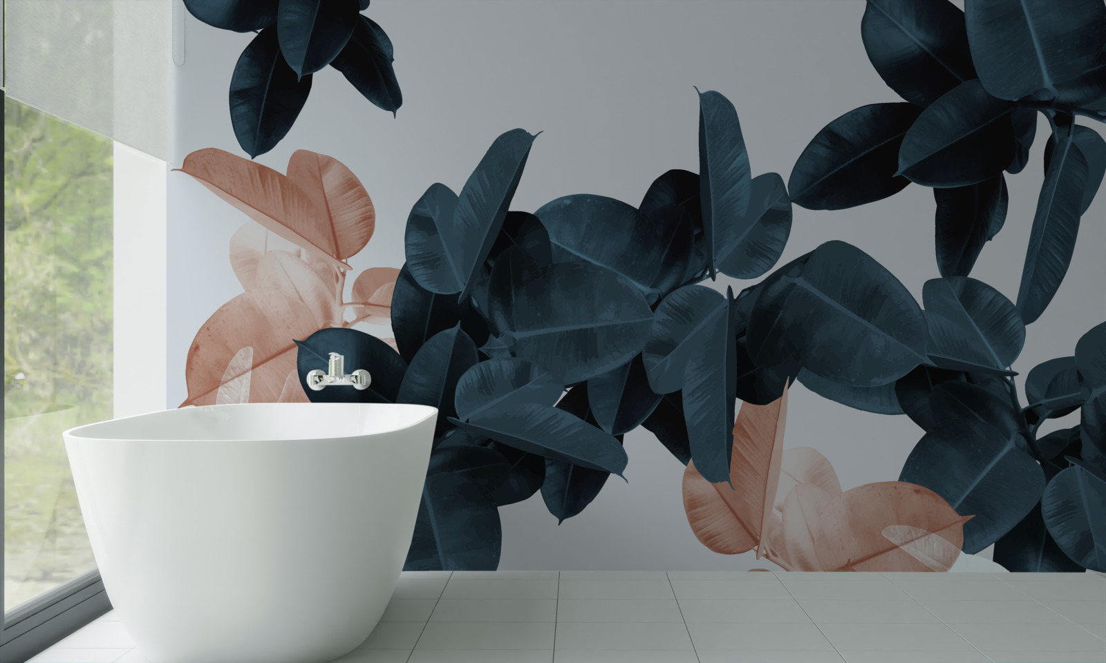 Papier peint Feuilles tropicales de différentes teintes