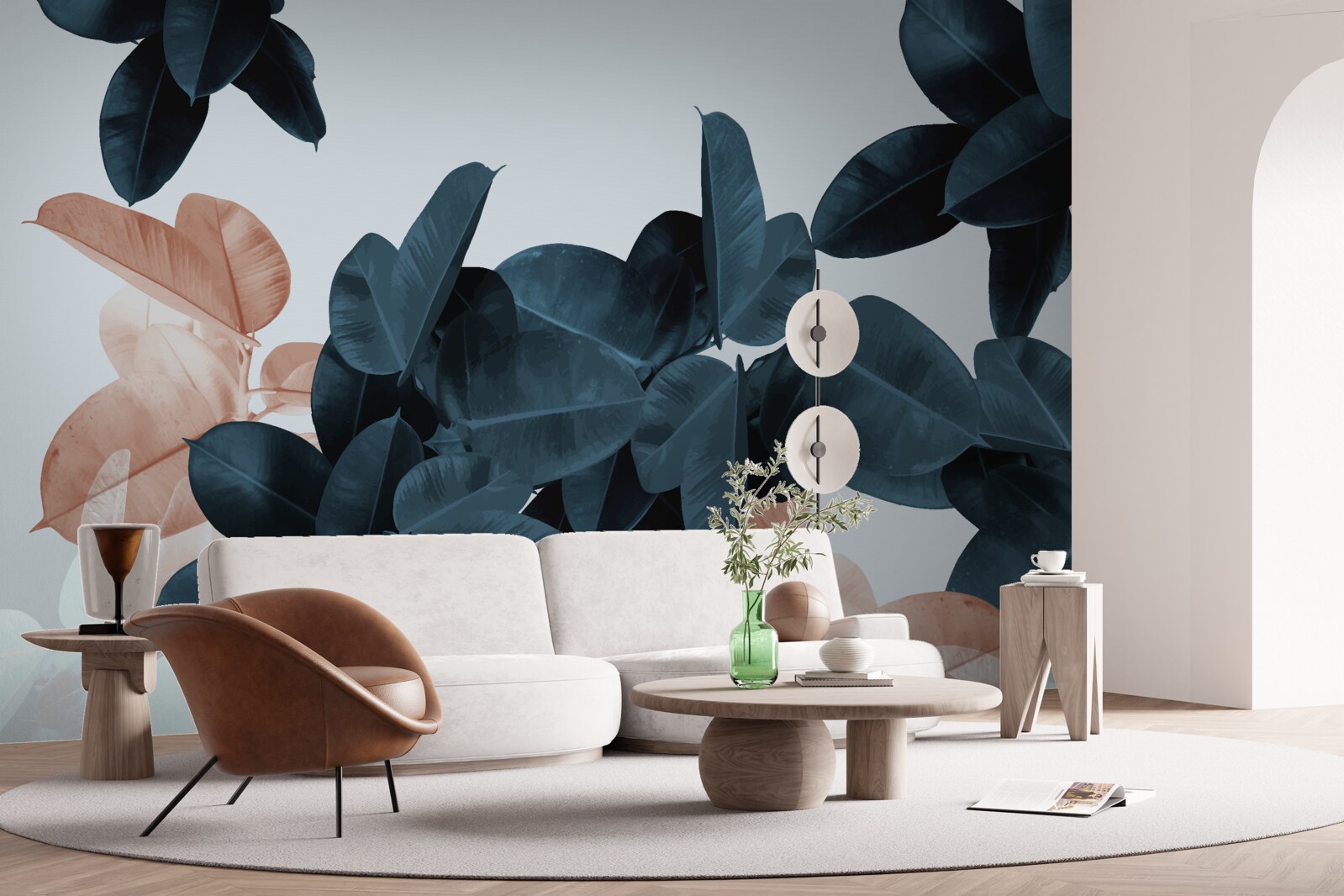 Papier peint Feuilles tropicales de différentes teintes