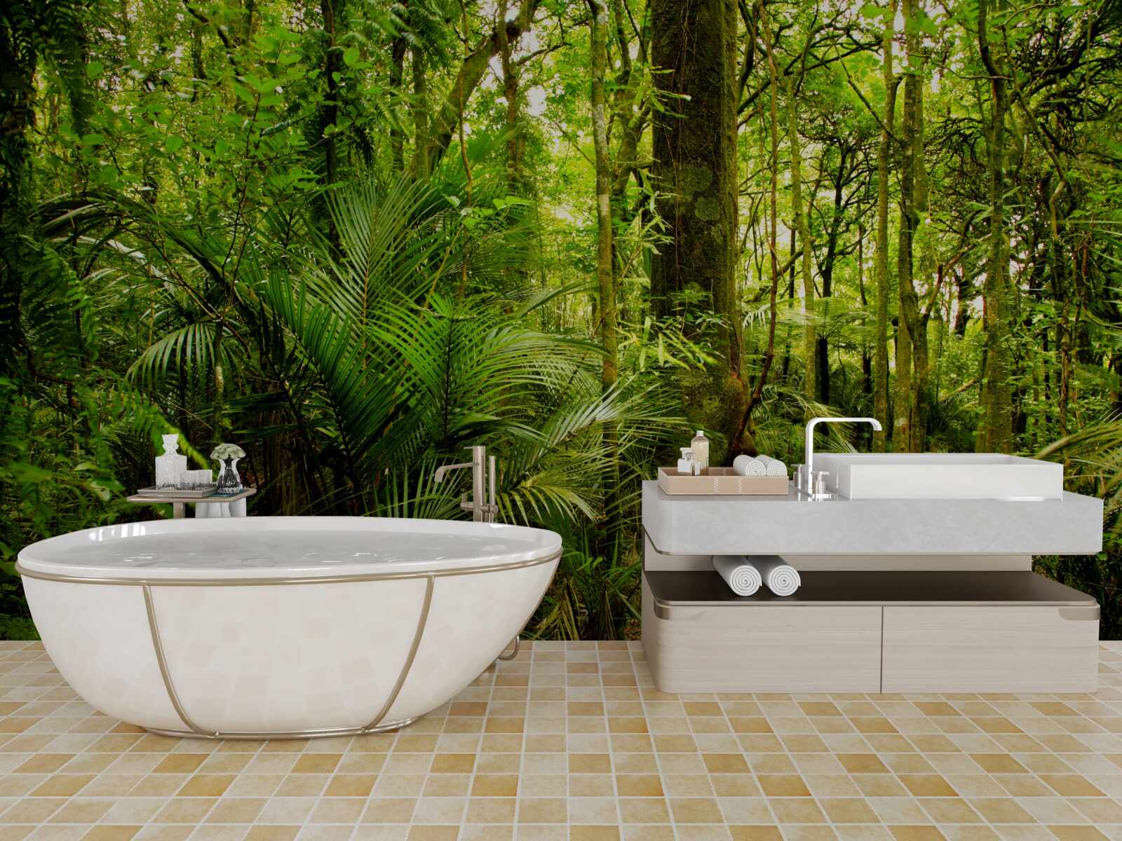 Papier peint des forêts tropicales luxuriantes d'émeraude