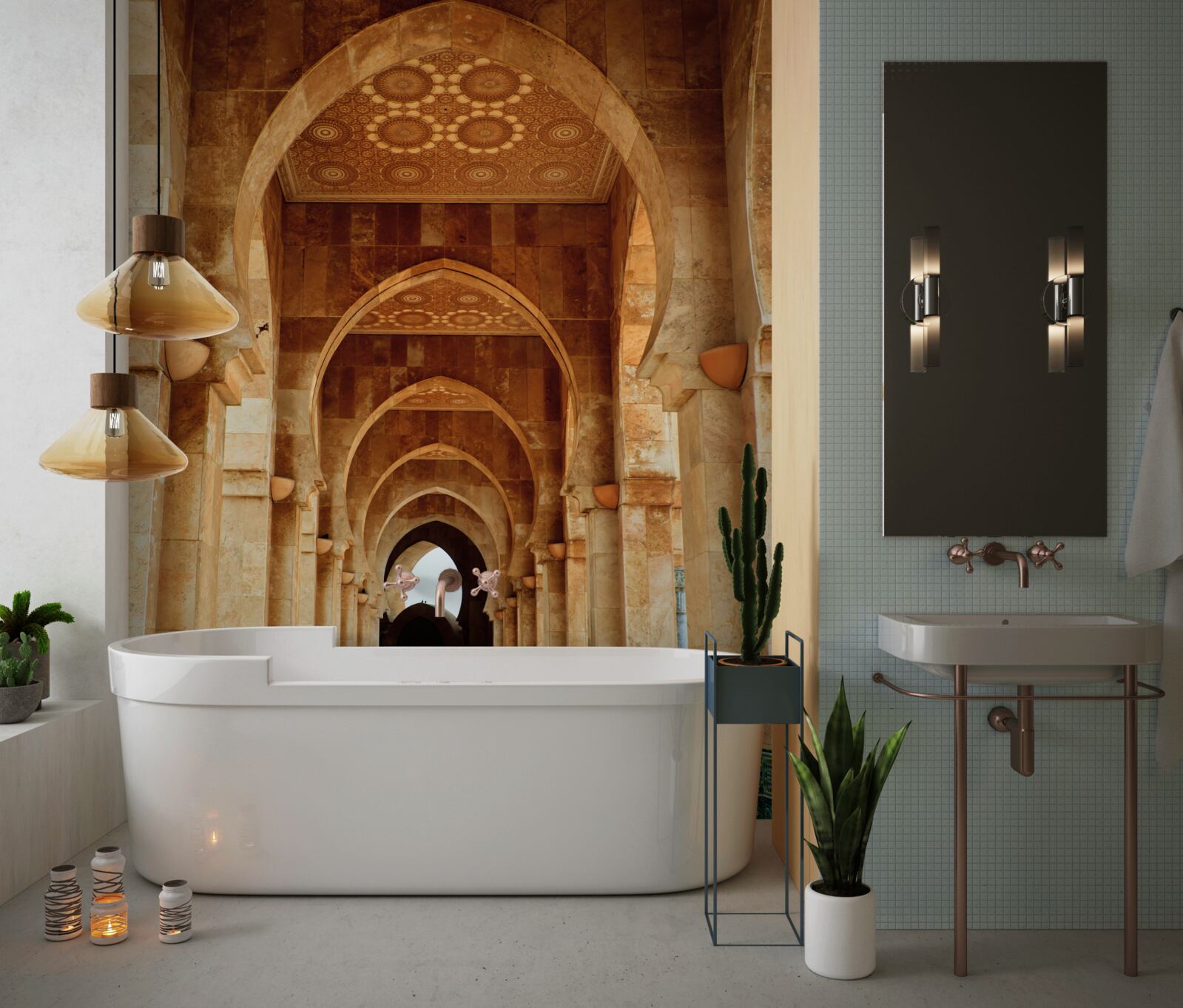 Papier peint Arches de style oriental avec sol en marbre