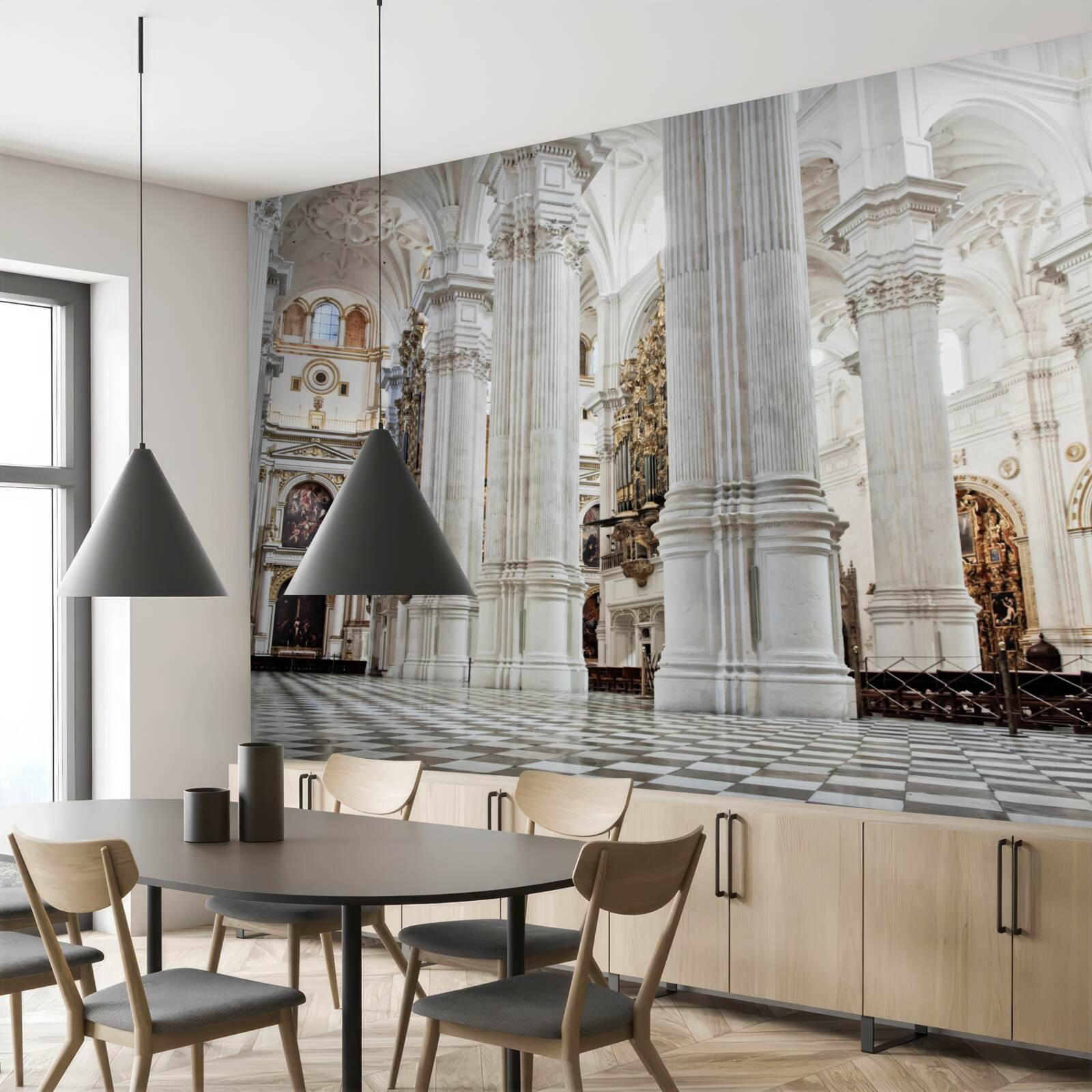 Papier peint arcs sur les piliers élevés du temple