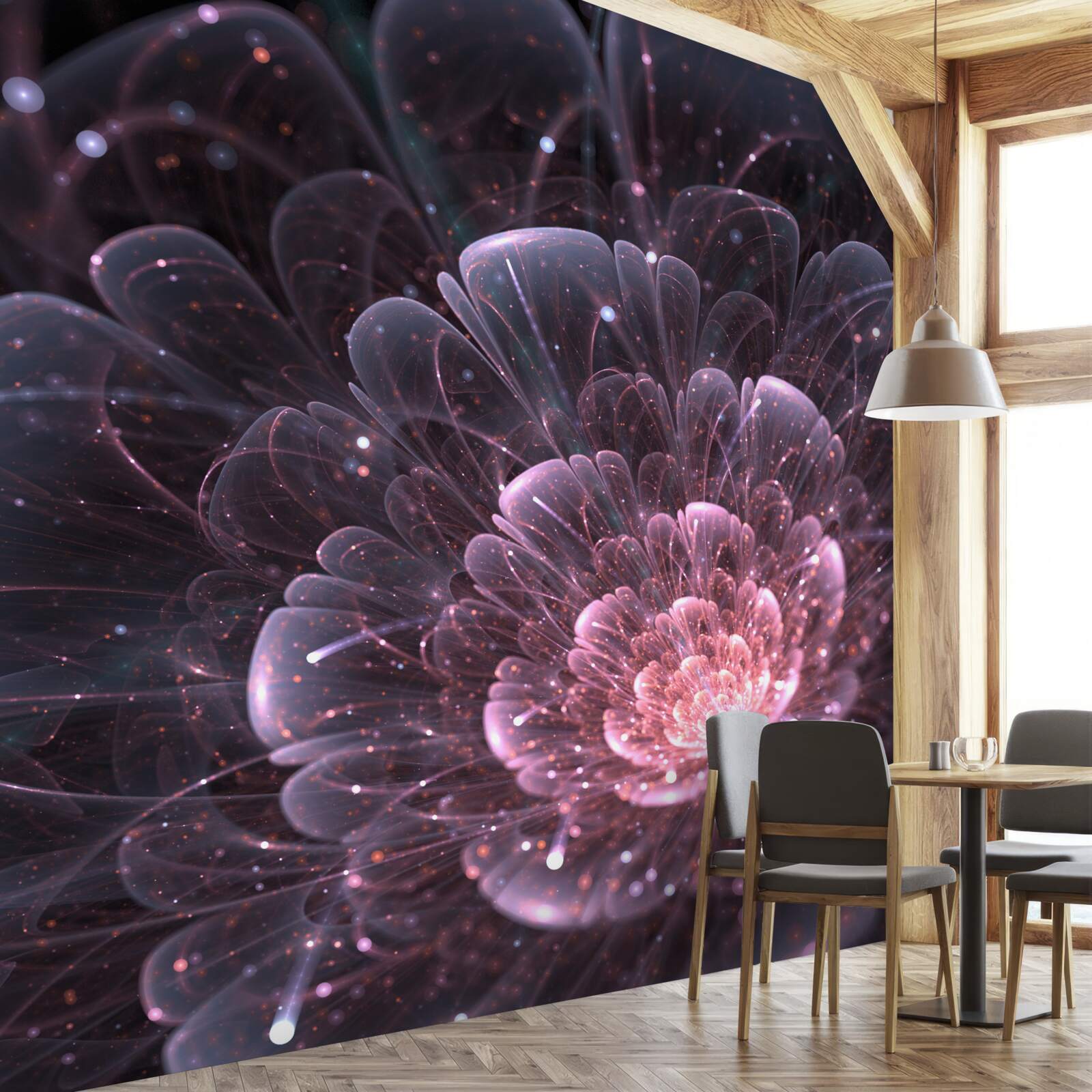 Papier peint abstraction cosmique dans une peinture de lotus