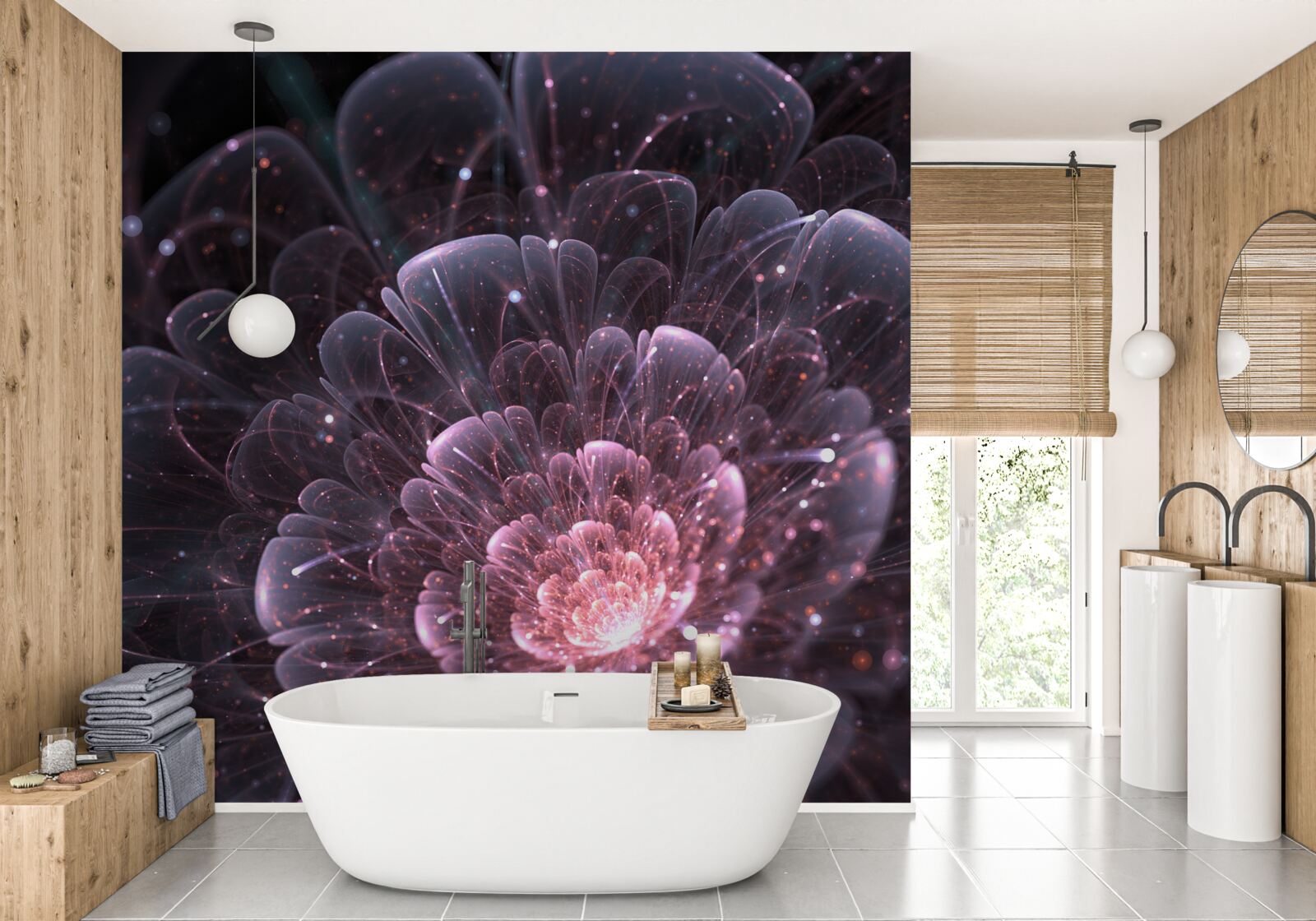 Papier peint abstraction cosmique dans une peinture de lotus