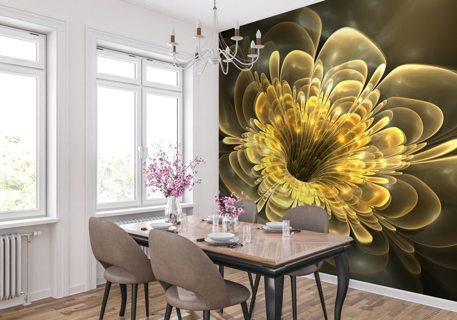 Papier peint bourgeon jaune transparent