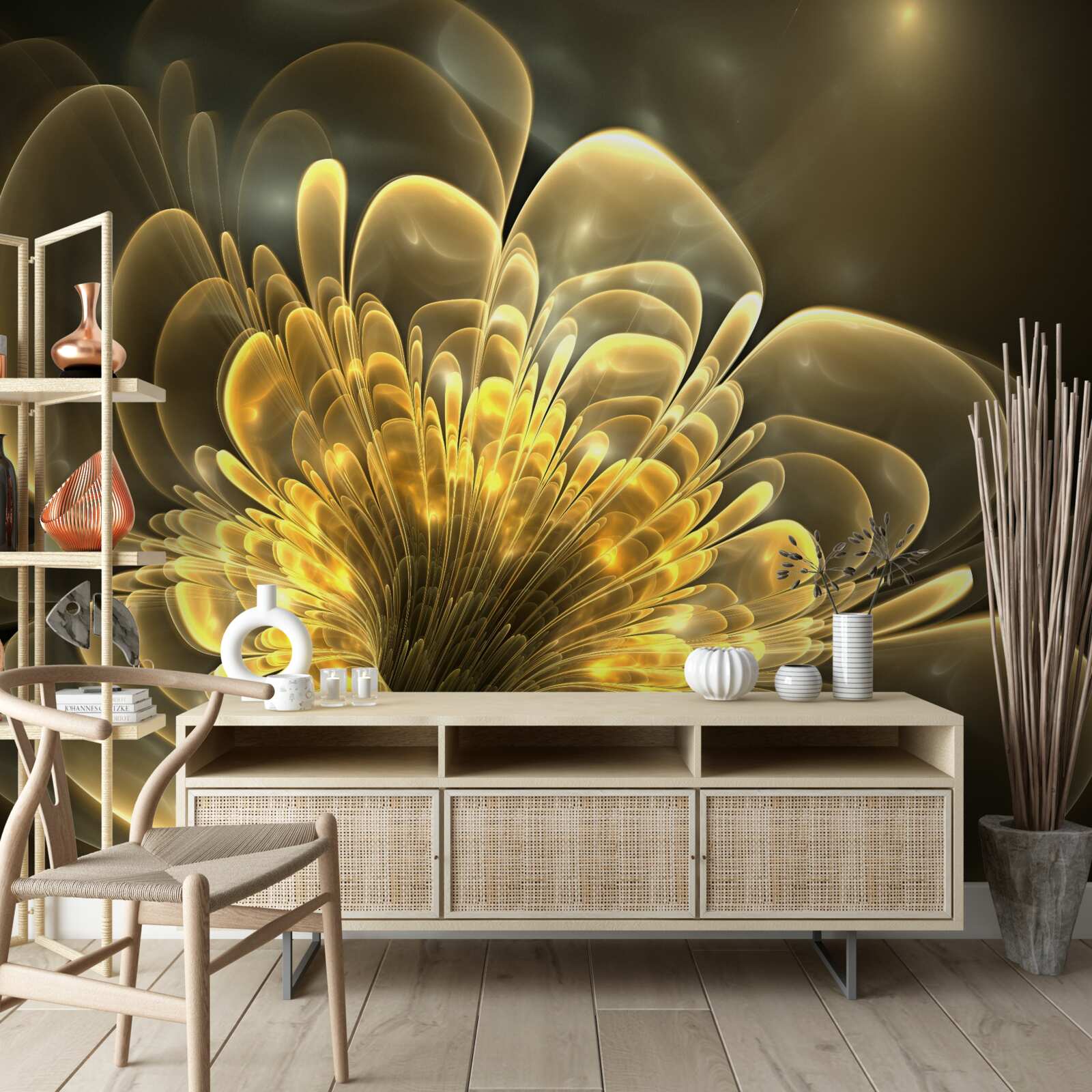 Papier peint bourgeon jaune transparent