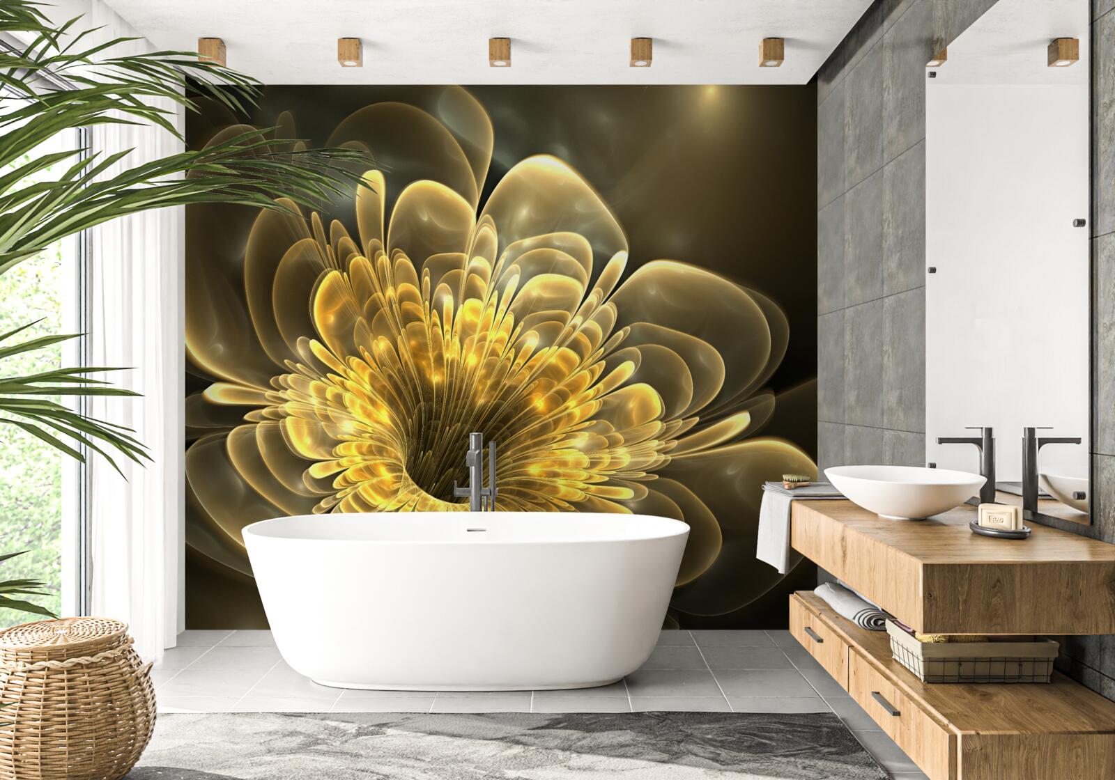 Papier peint bourgeon jaune transparent