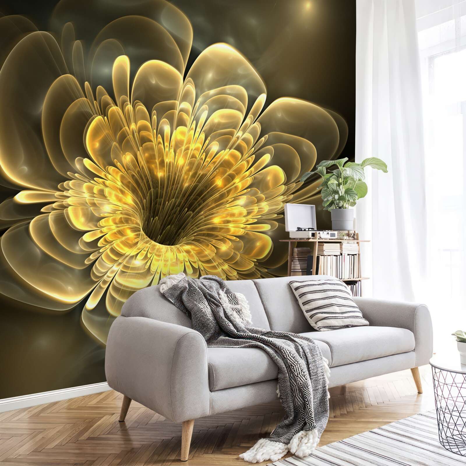 Papier peint bourgeon jaune transparent