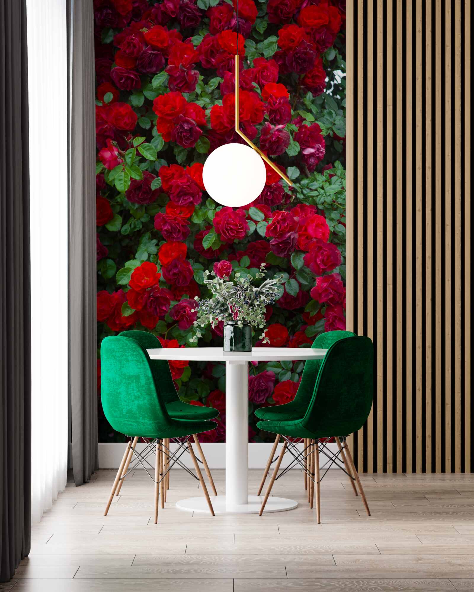 Papier peint rosier écarlate