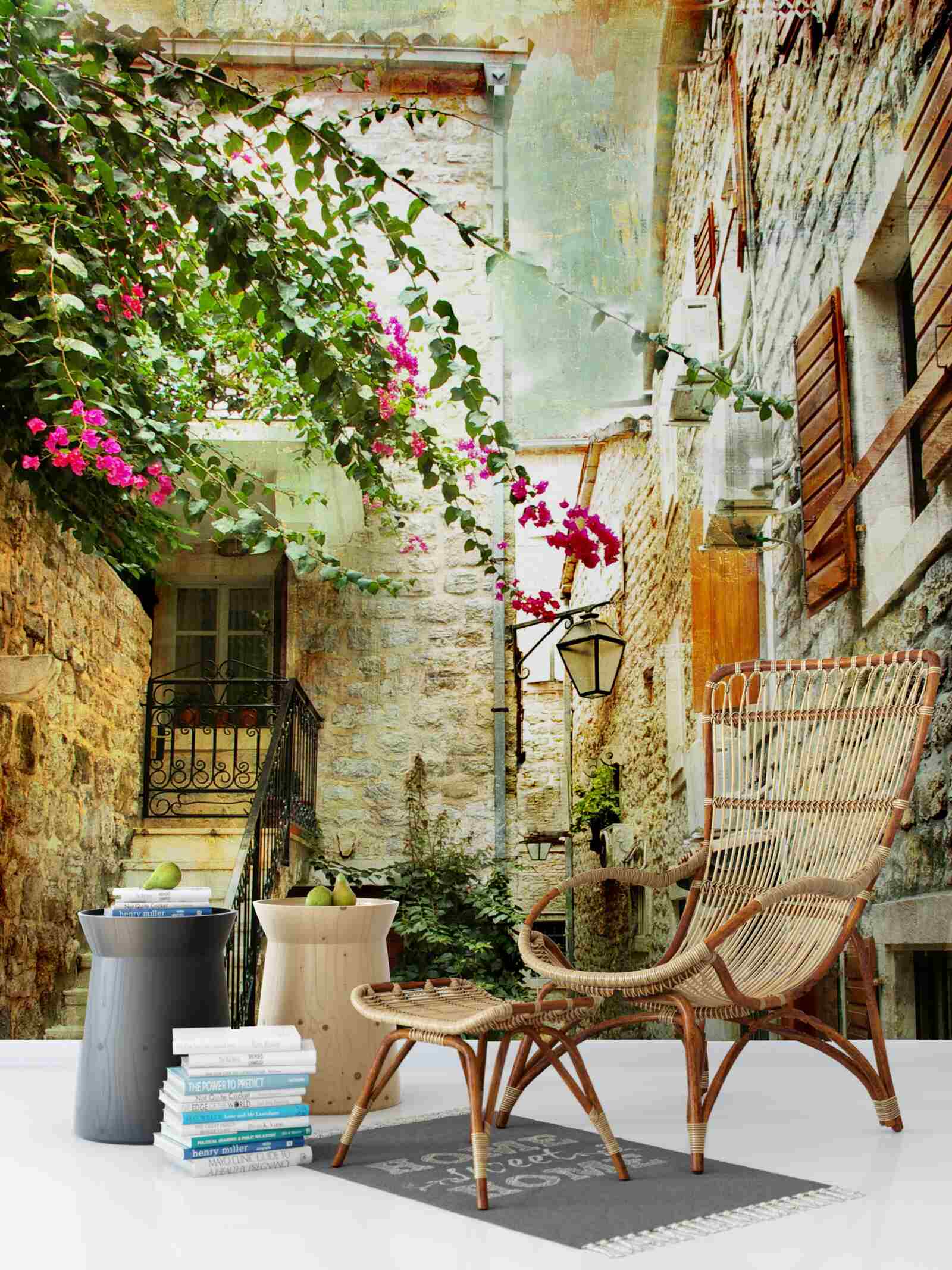 Papier peint aquarelle représentant une rue ancienne