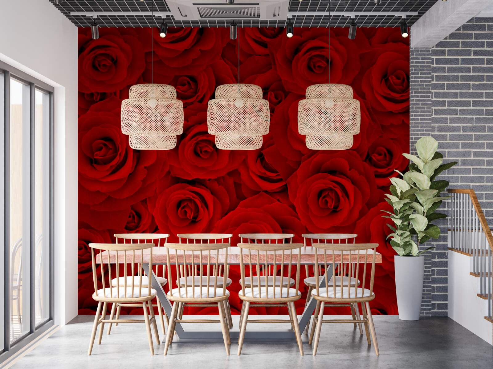Papier peint de nombreuses roses rouges