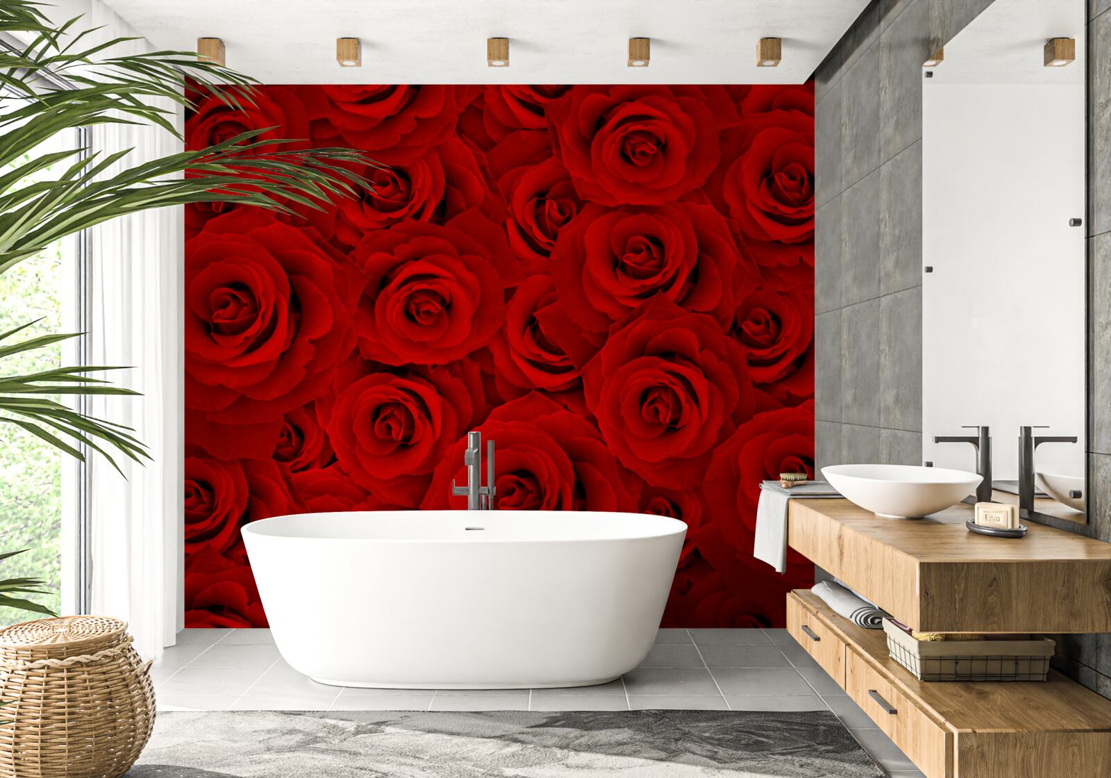 Papier peint de nombreuses roses rouges