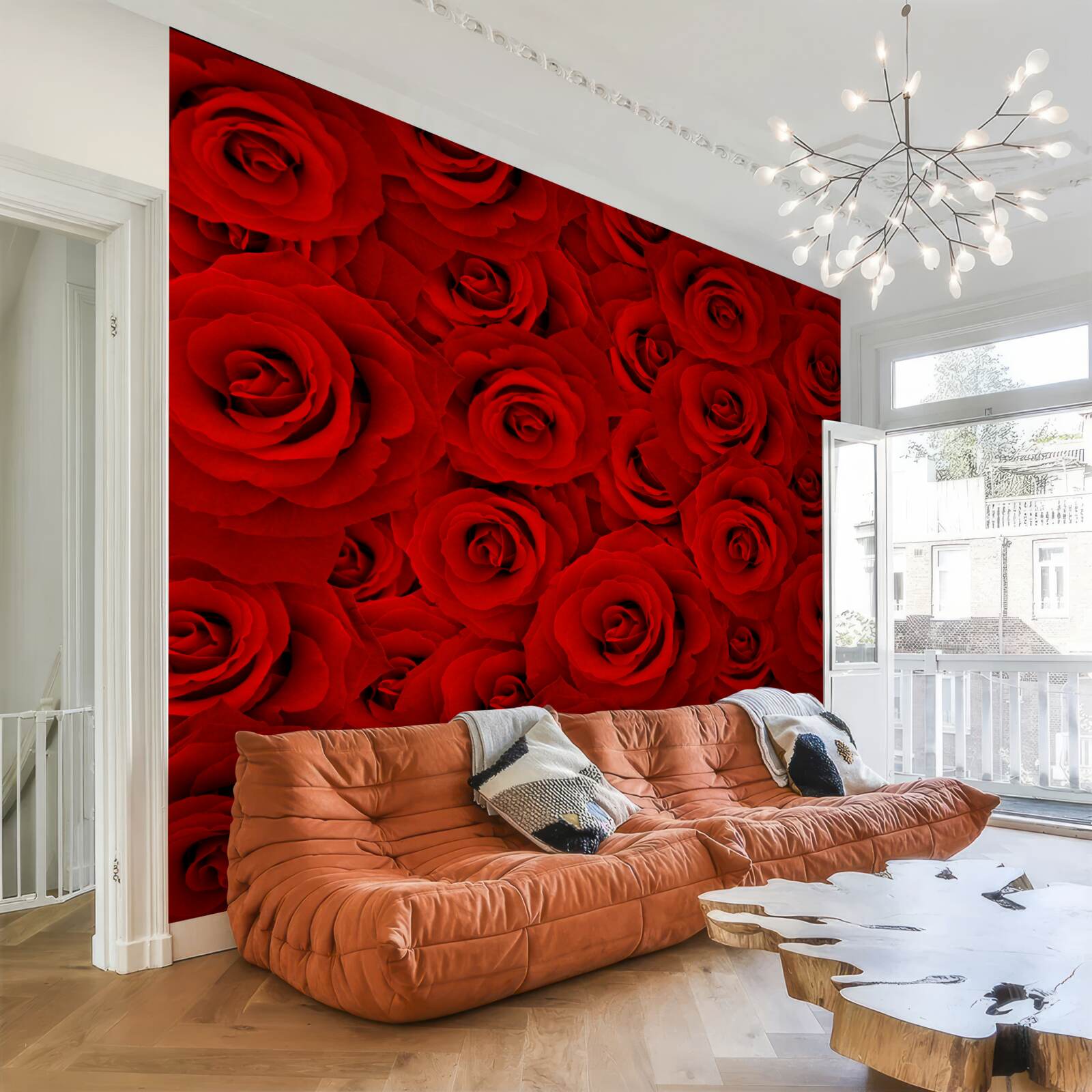 Papier peint de nombreuses roses rouges