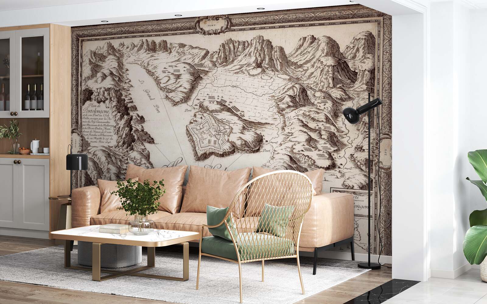 Papier peint ancienne carte des archipels dans l'océan