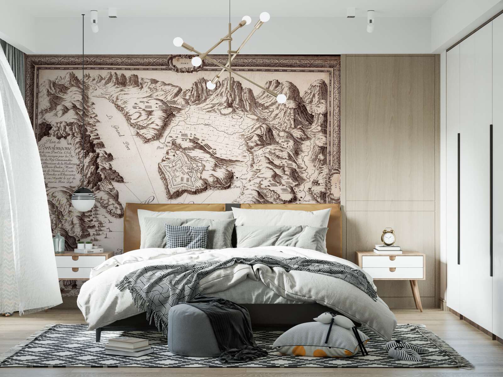 Papier peint ancienne carte des archipels dans l'océan