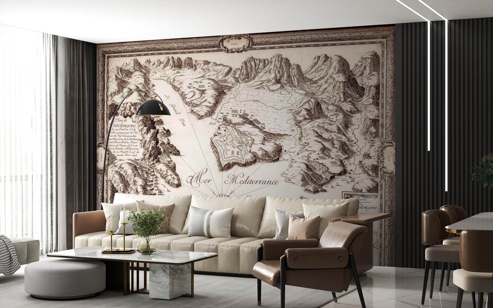 Papier peint ancienne carte des archipels dans l'océan