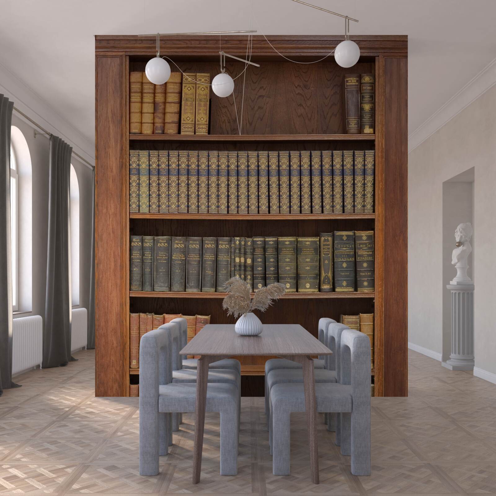 Papier peint une étagère remplie de livres divers