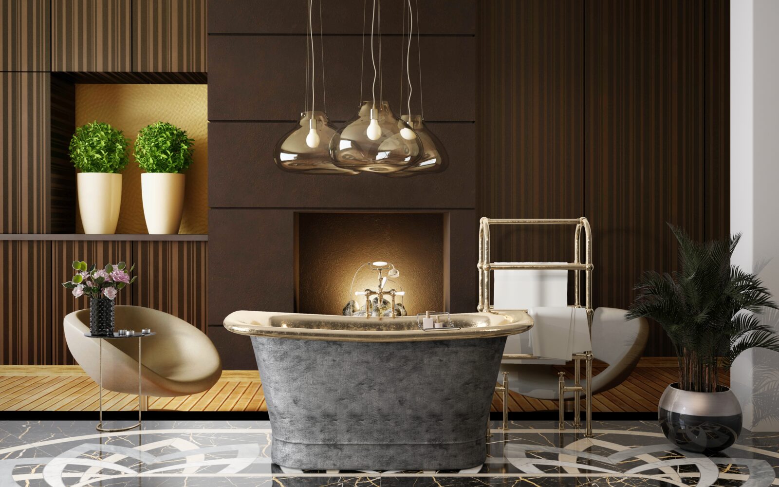 Papier peint espace de communication près de la cheminée