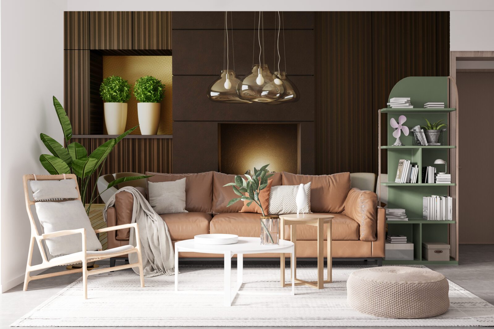 Papier peint espace de communication près de la cheminée