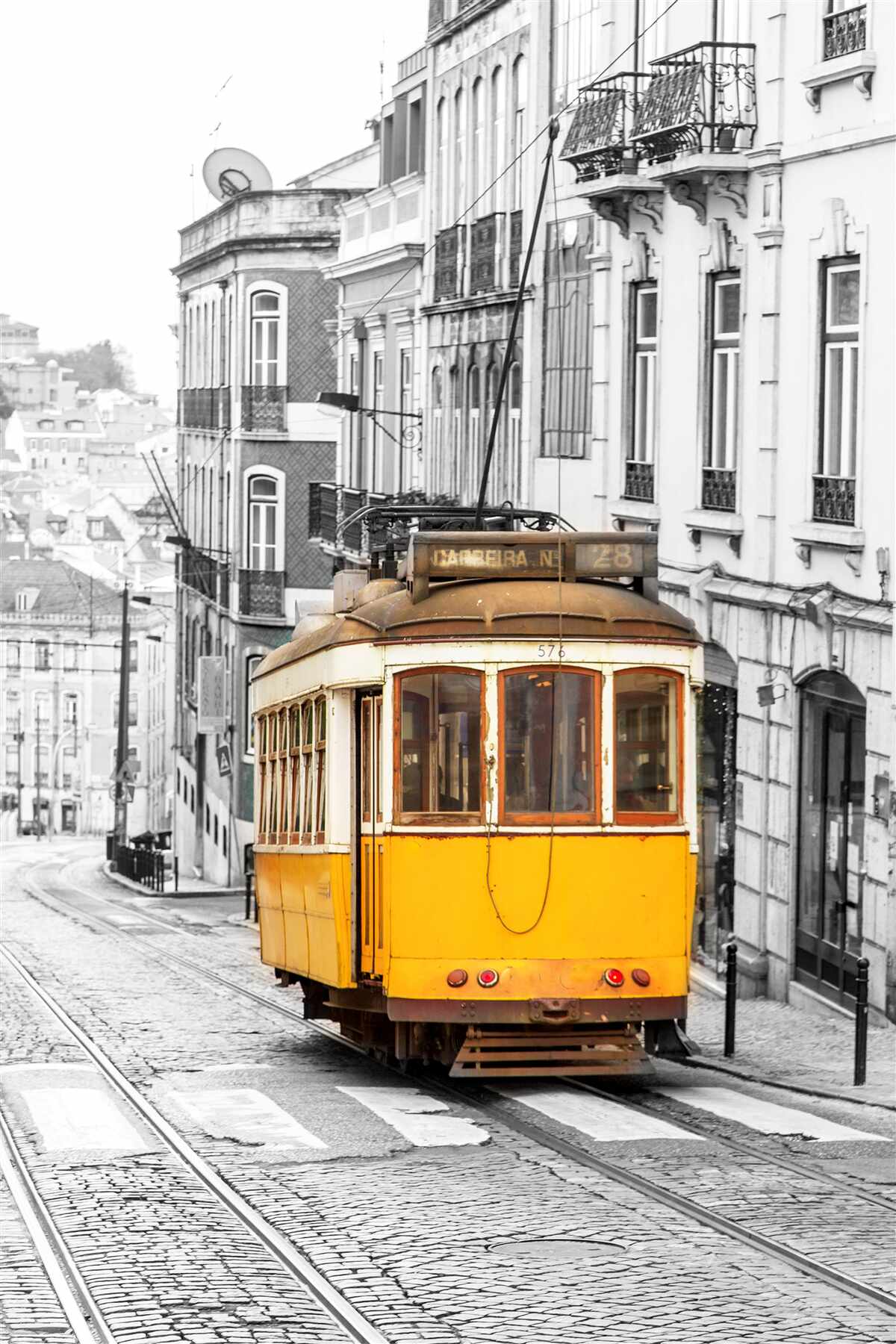 Papier peint Tramway jaune dans les collines de San Francisco