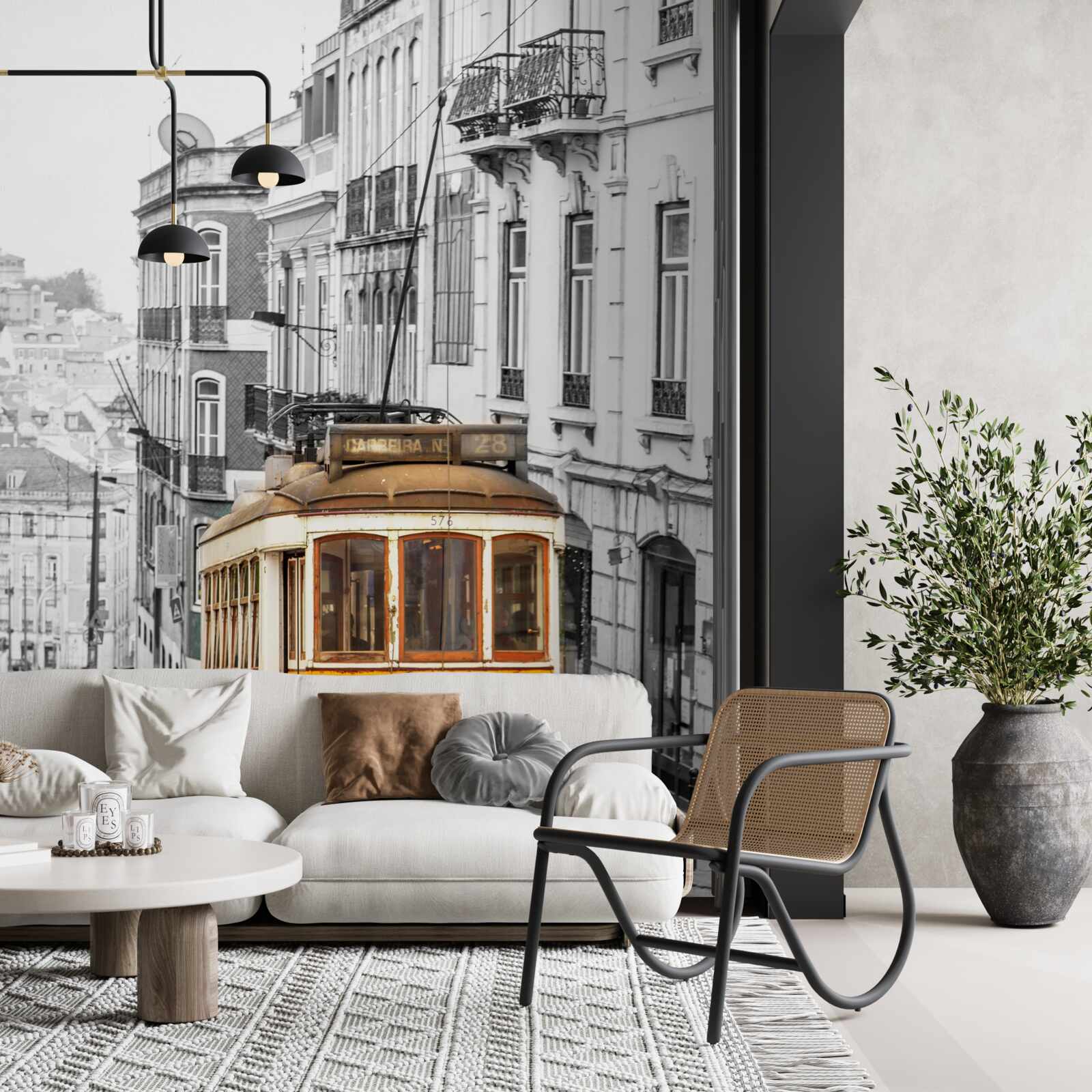 Papier peint Tramway jaune dans les collines de San Francisco