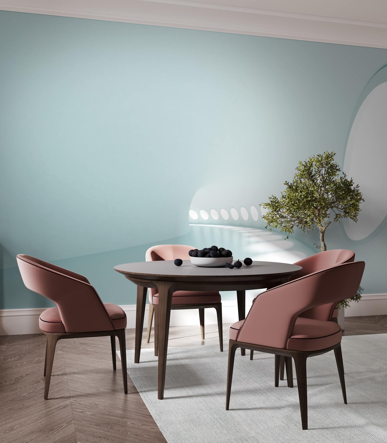 Papier peint tunnel avec changement de direction sous une forme abstraite