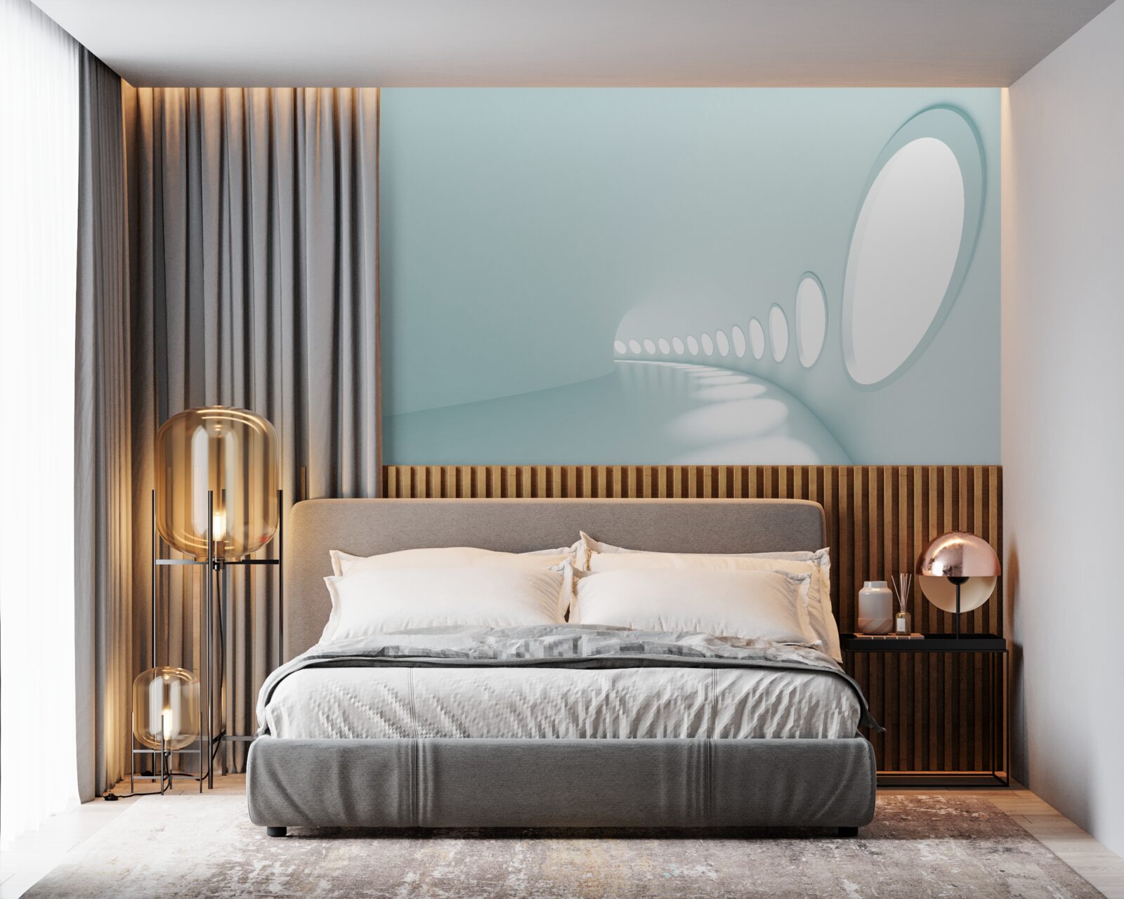 Papier peint tunnel avec changement de direction sous une forme abstraite