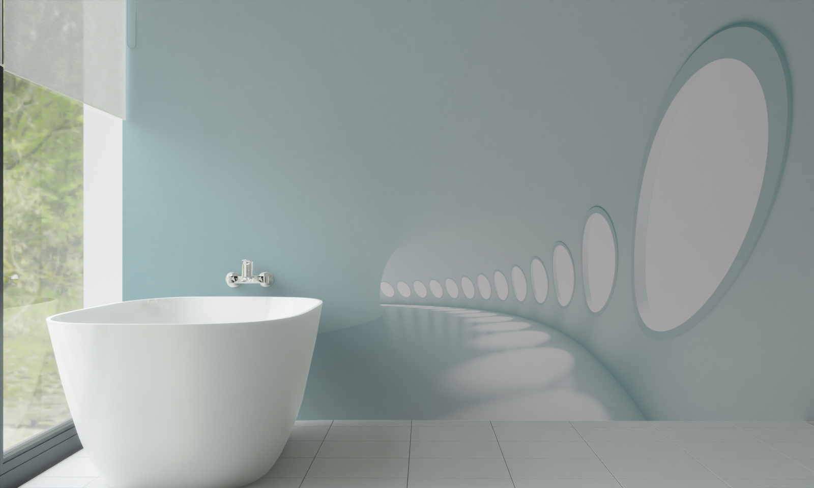 Papier peint tunnel avec changement de direction sous une forme abstraite