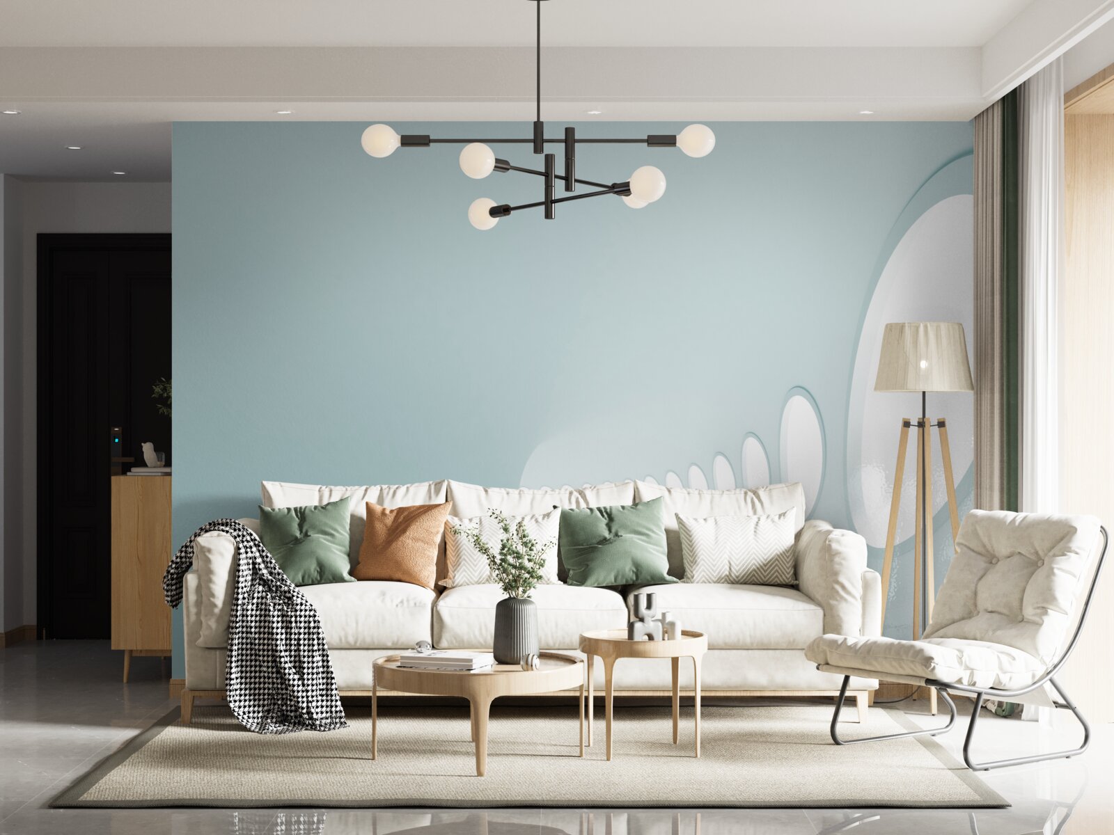 Papier peint tunnel avec changement de direction sous une forme abstraite